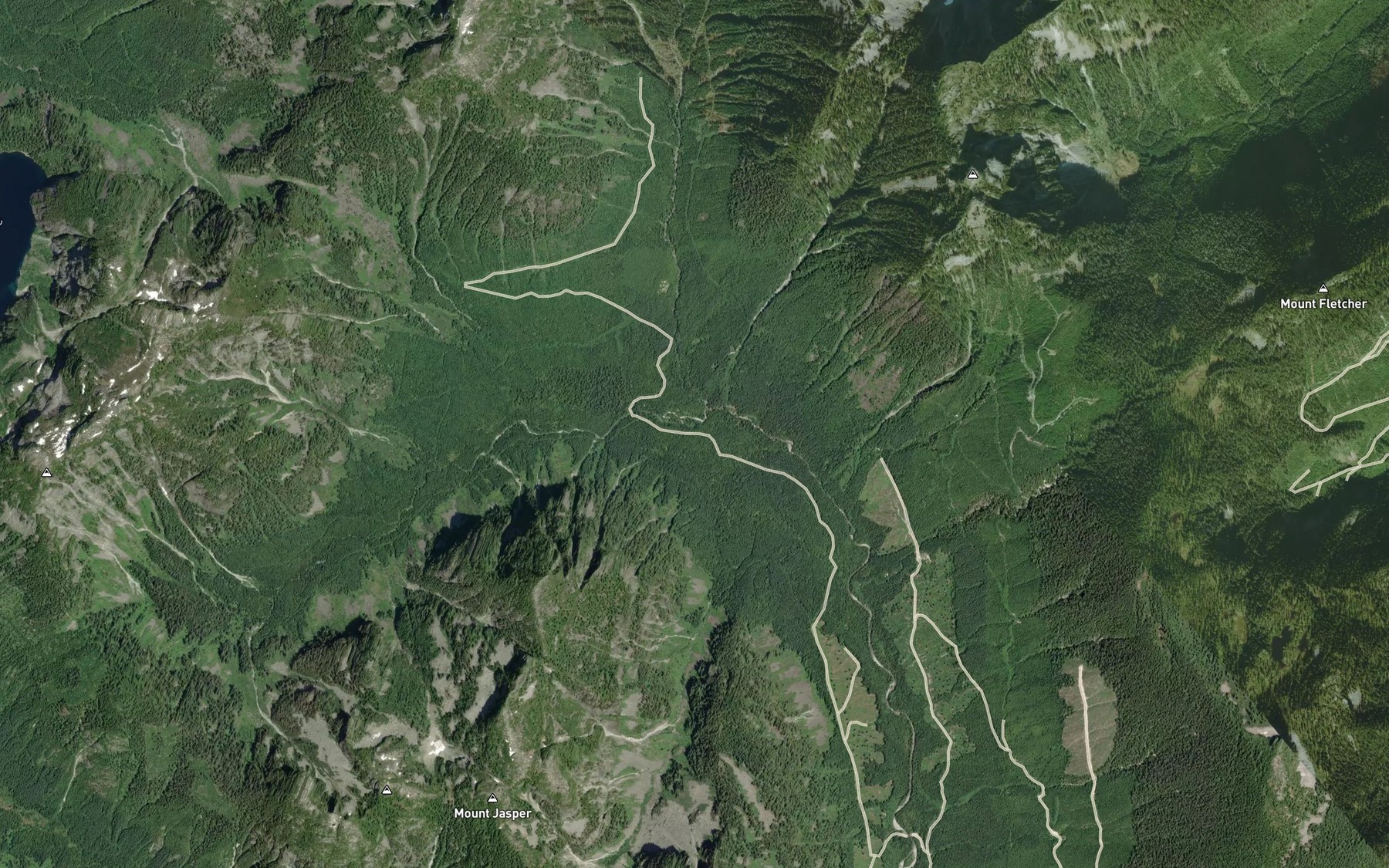 Satellite map of the Tessaro Creek