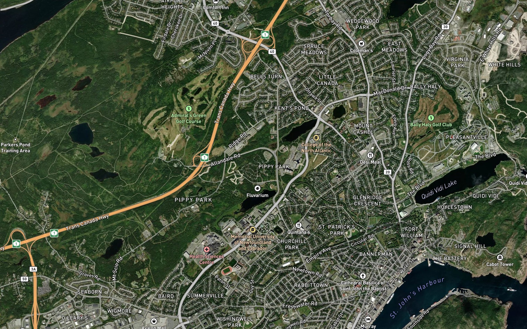 Satellite map of the Long Pond
