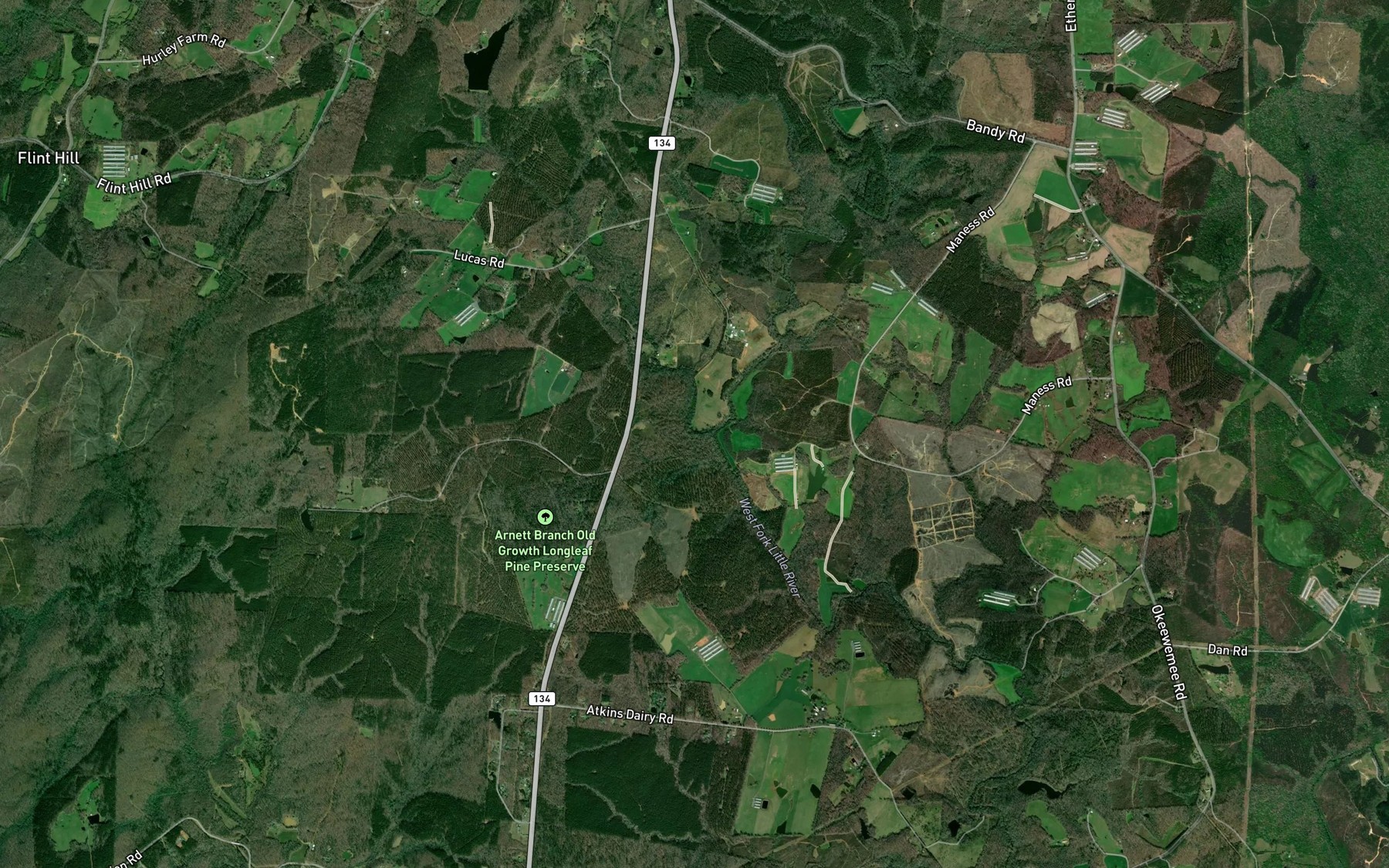 Satellite map of the Nichols Run