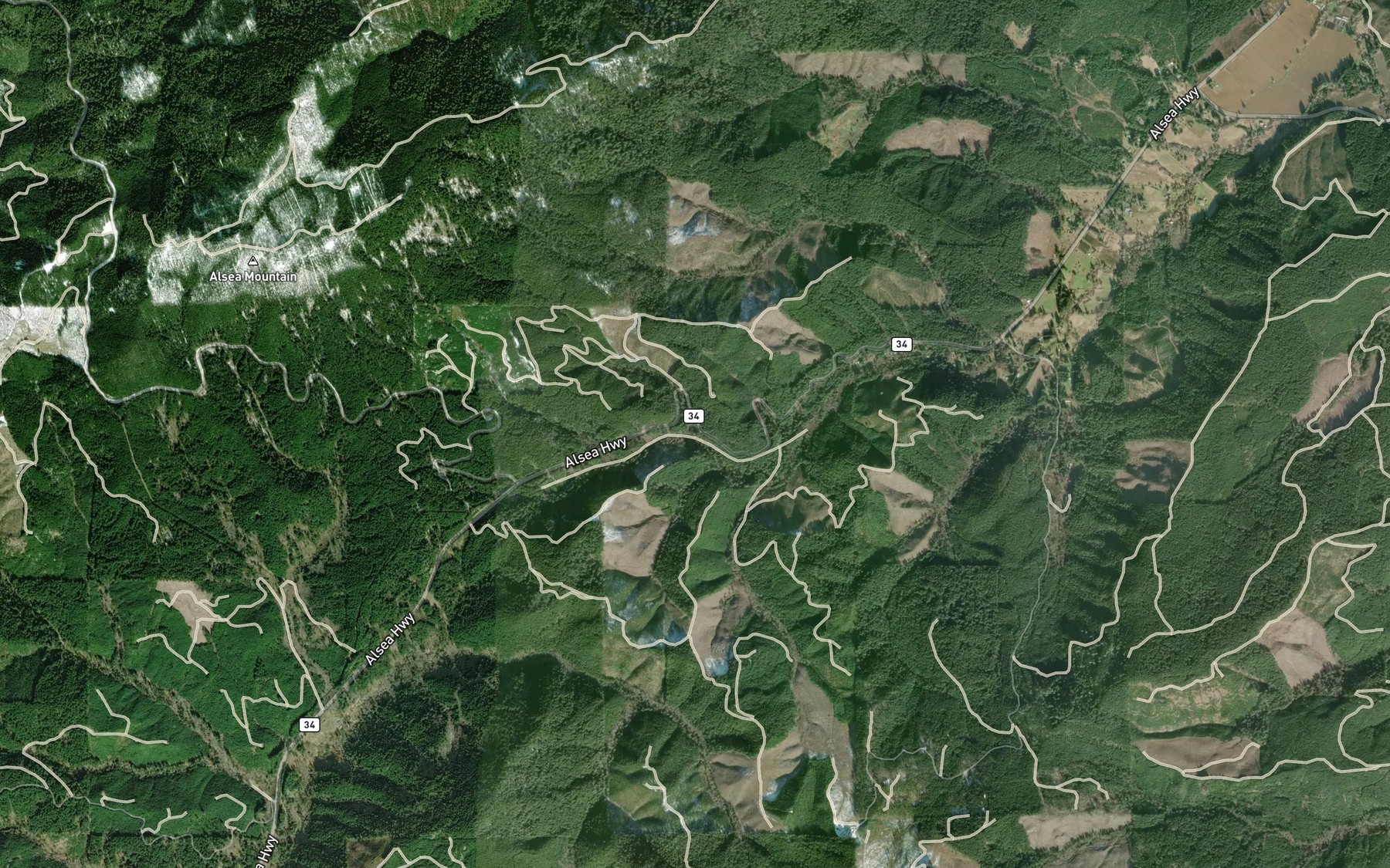 Satellite map of the Dinner Creek