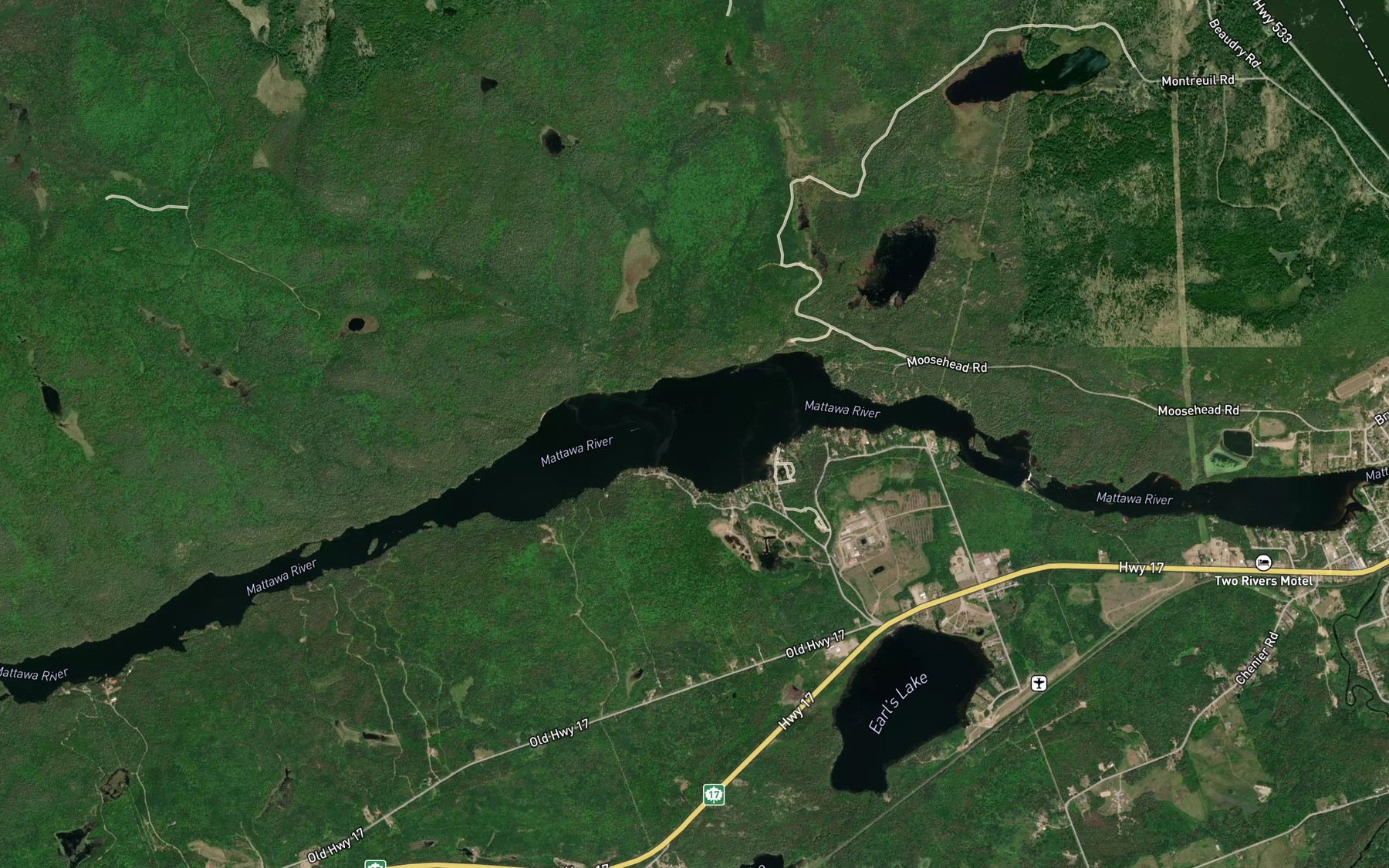 Satellite map of the Chant Plain Lake