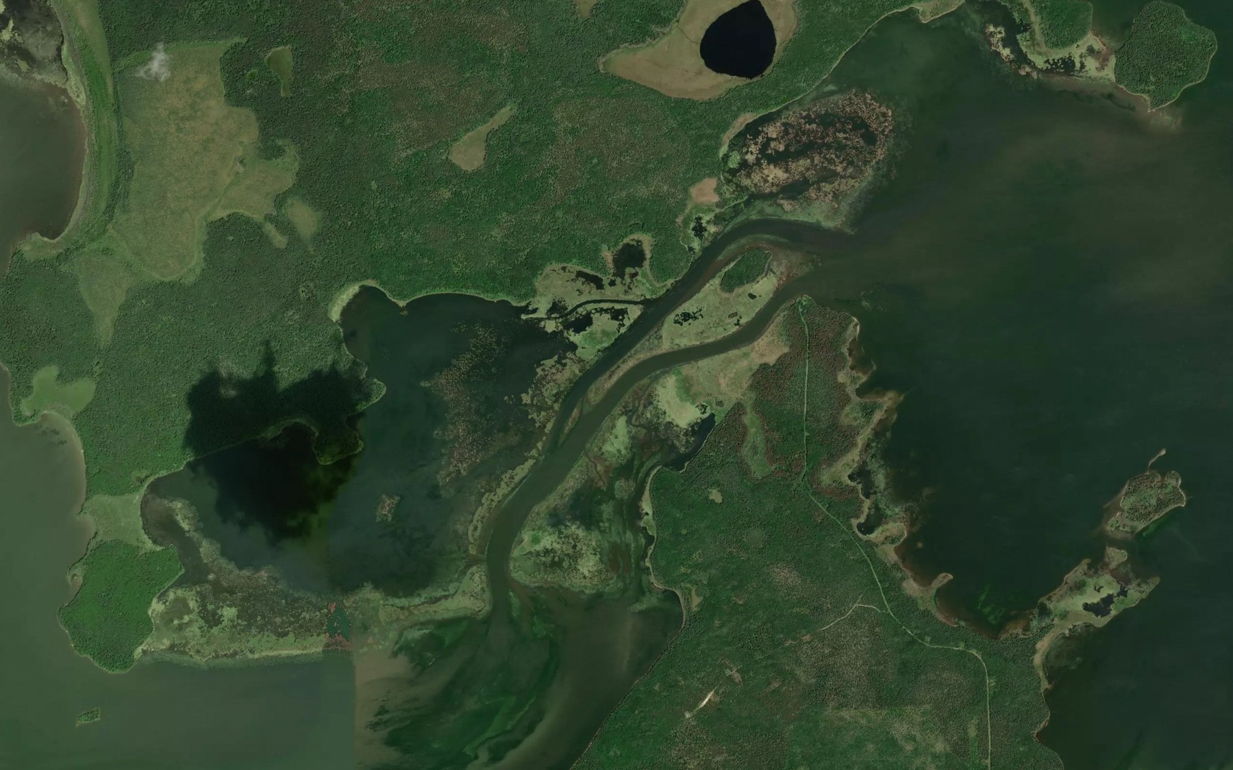 Satellite map of the Opuskaw Channel