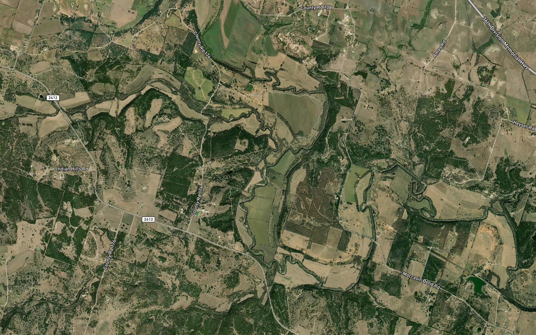 Satellite map of the Plum Creek