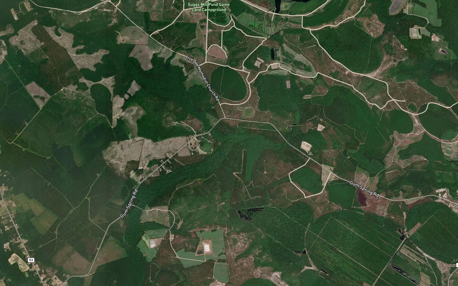 Satellite map of the Lake Run