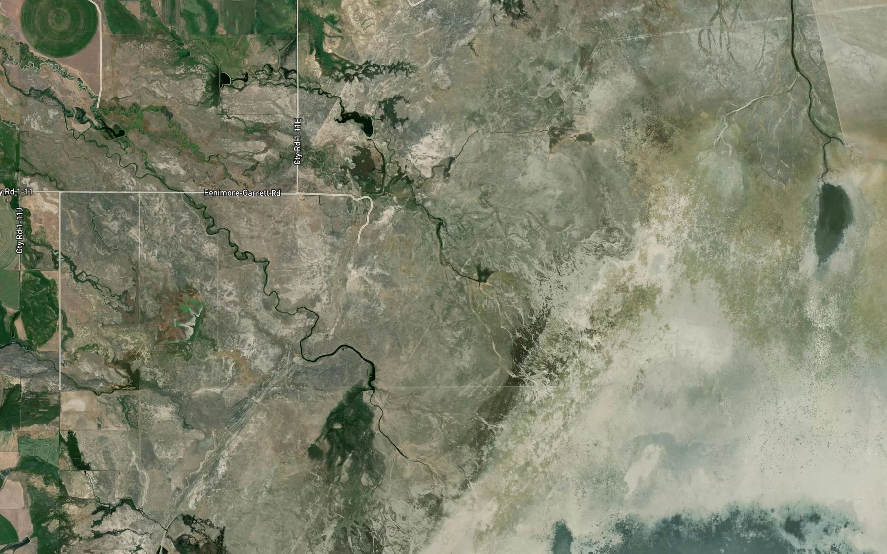 Satellite map of the Drews Creek Slough