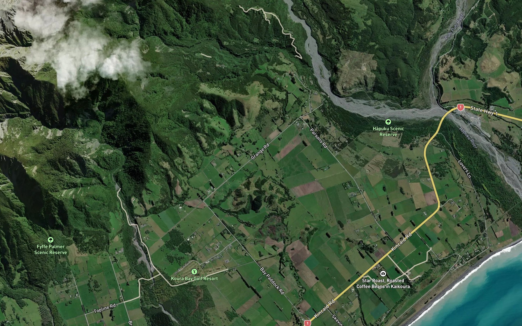 Satellite map of the Harnetts Creek