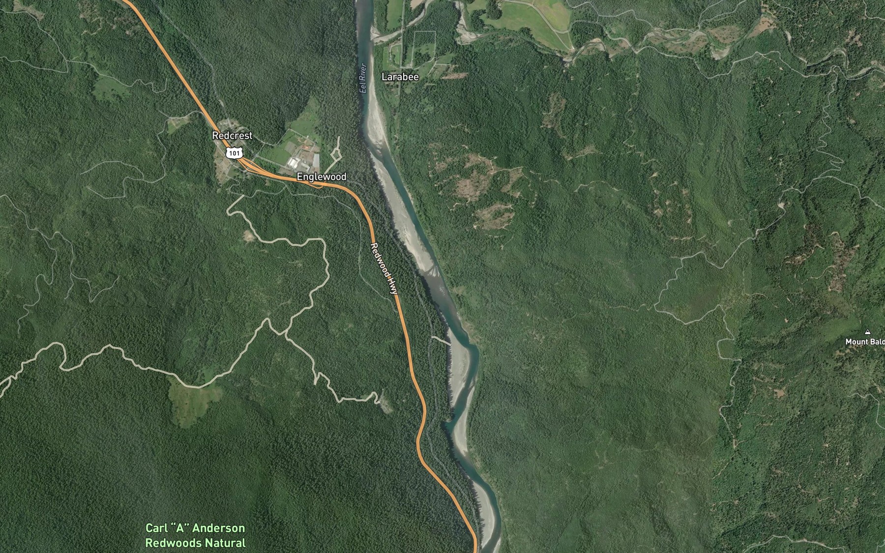 Satellite map of the Allen Creek