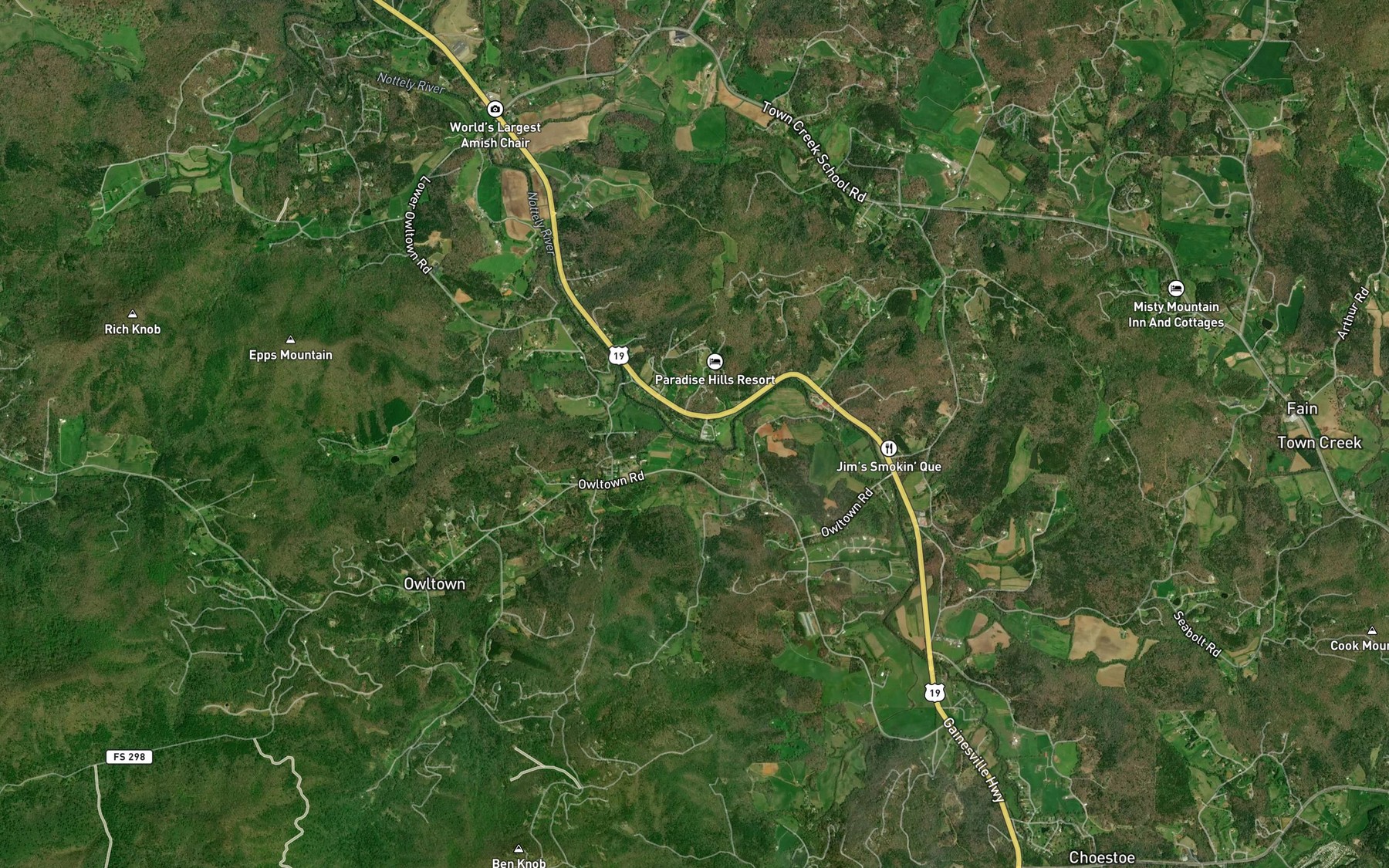 Satellite map of the Fortenberry Creek