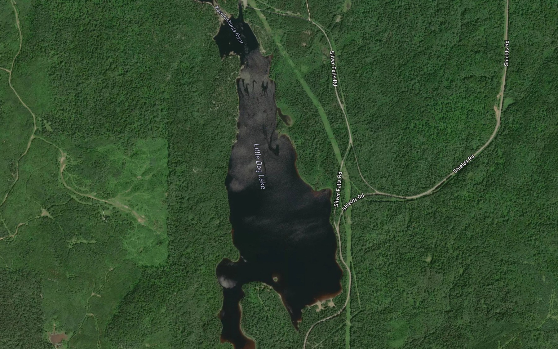 Satellite map of the Little Dog Lake