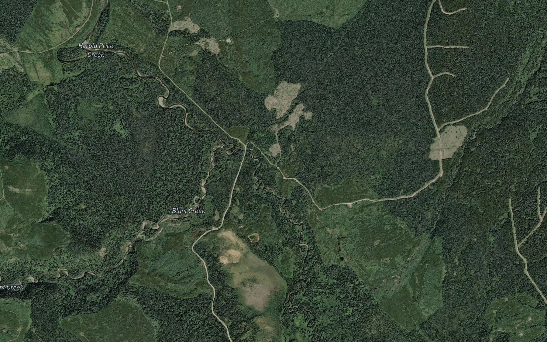 Satellite map of the Moan Creek
