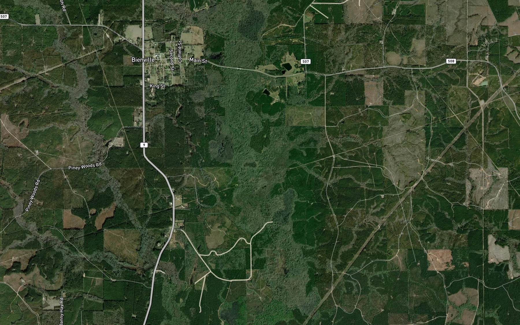 Satellite map of the Hurricane Creek