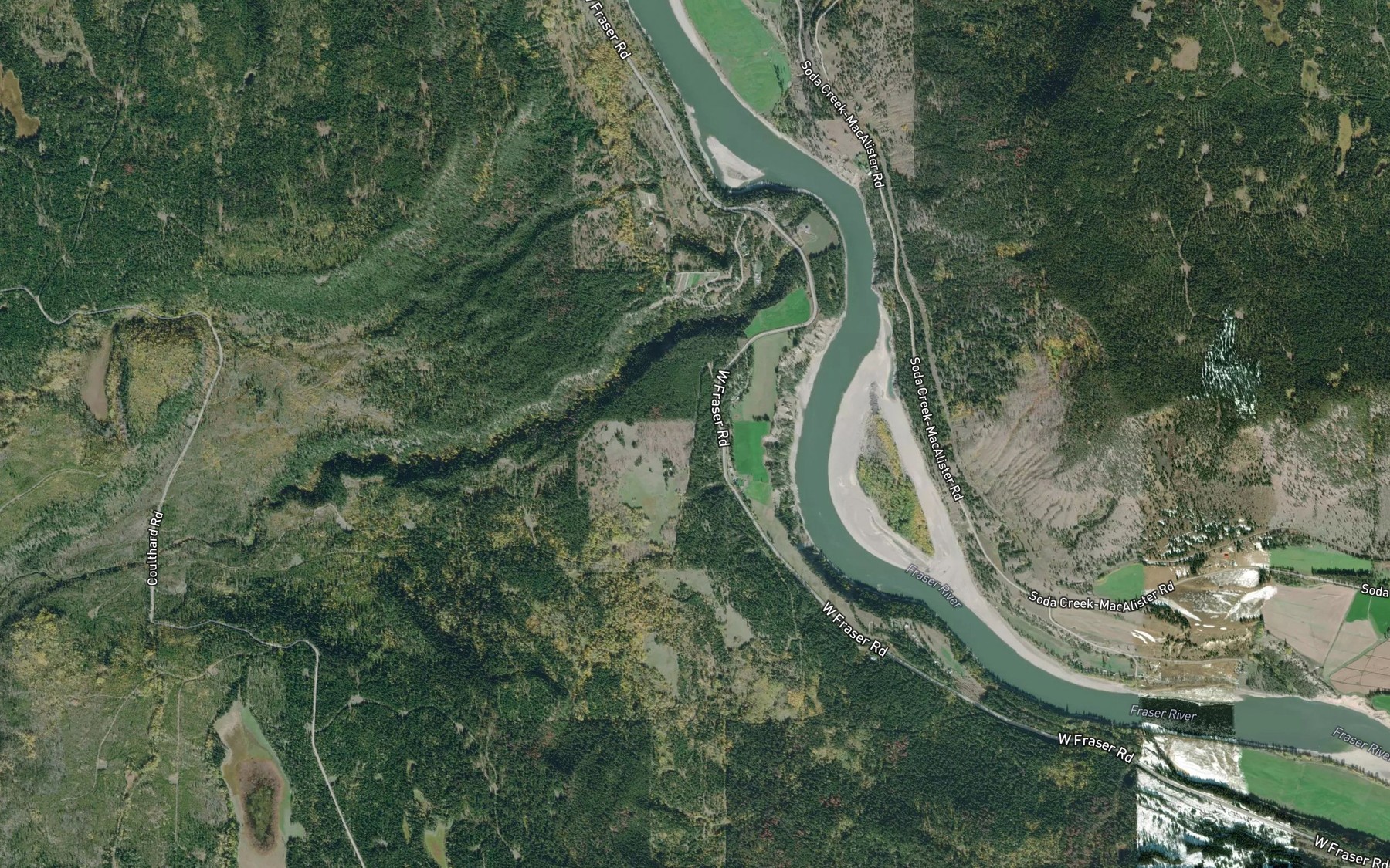 Satellite map of the Mackin Creek