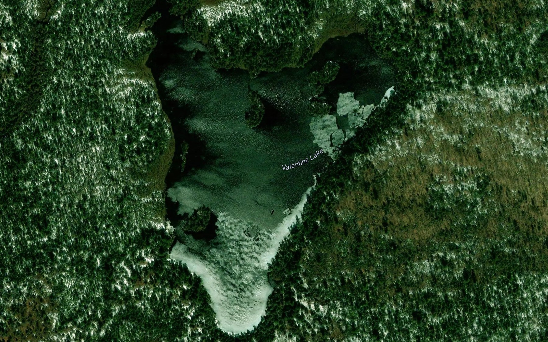 Satellite map of the Valentine Lake