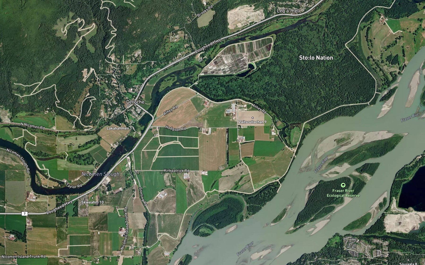 Satellite map of the Zaitscullachan Slough