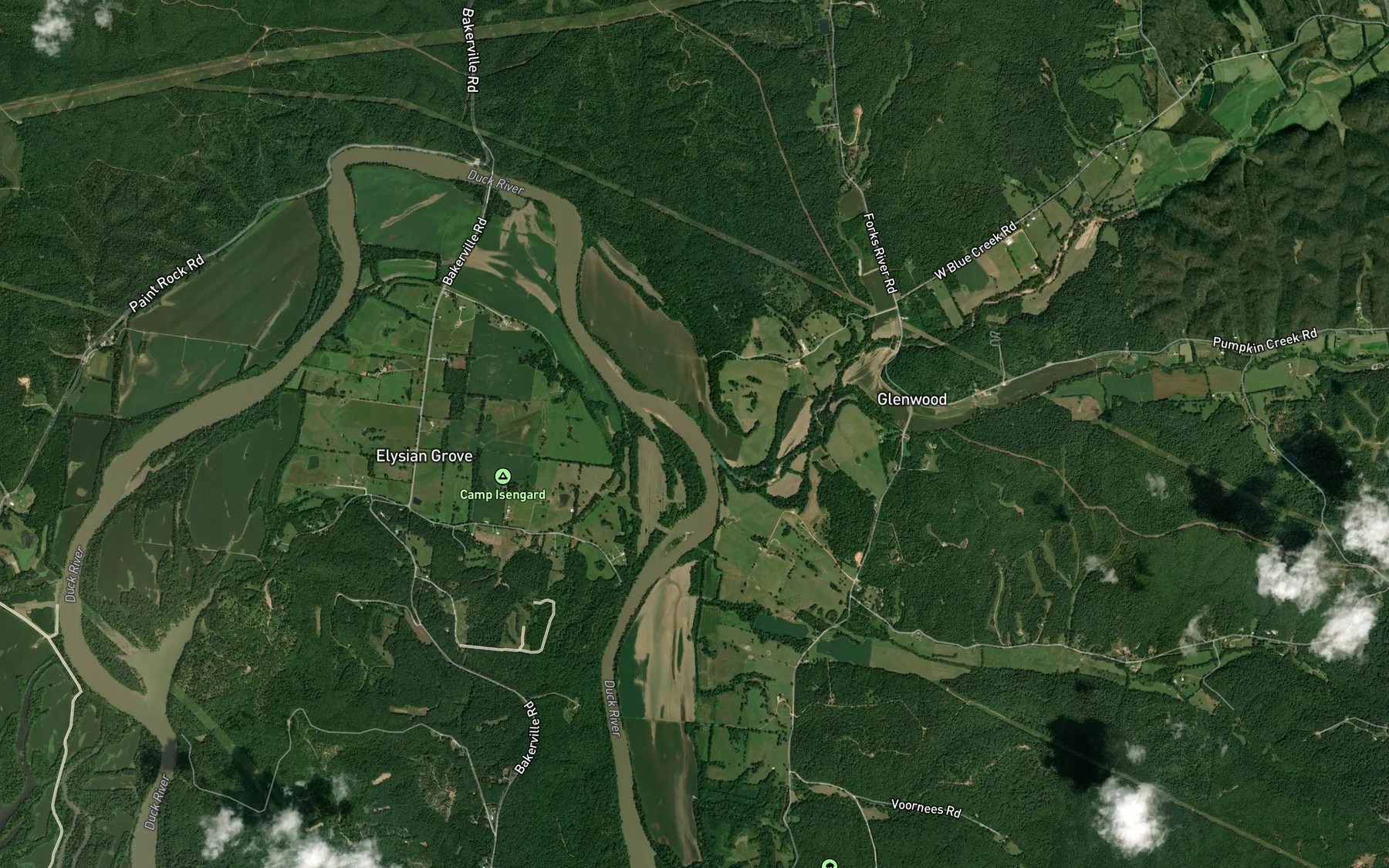 Satellite map of the Blue Creek
