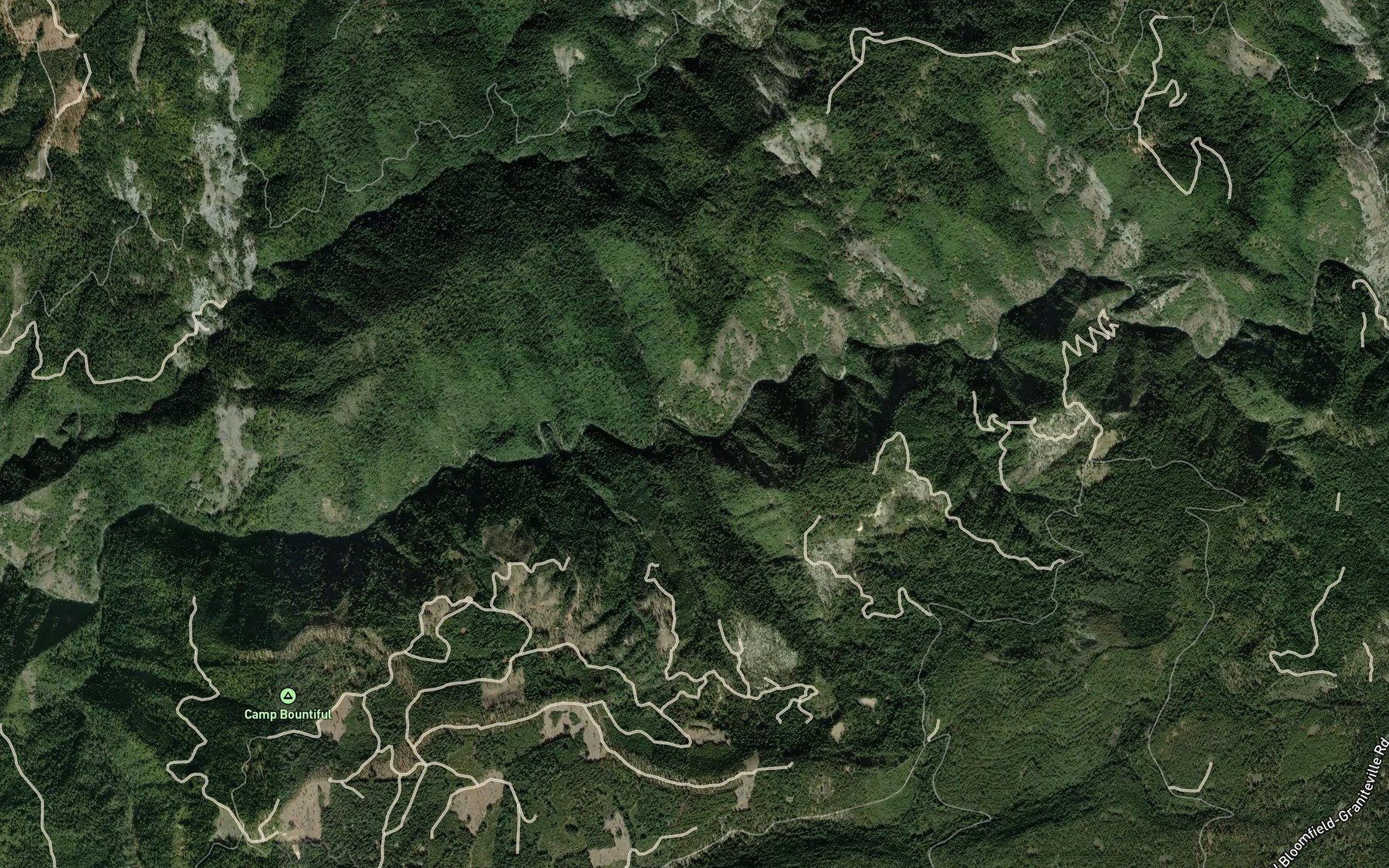 Satellite map of the Moore Flat Creek