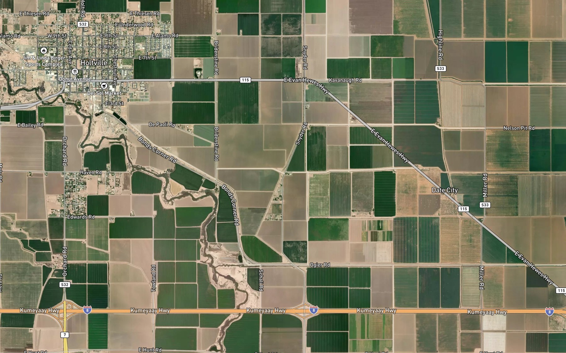 Satellite map of the Holtville Drain Four A