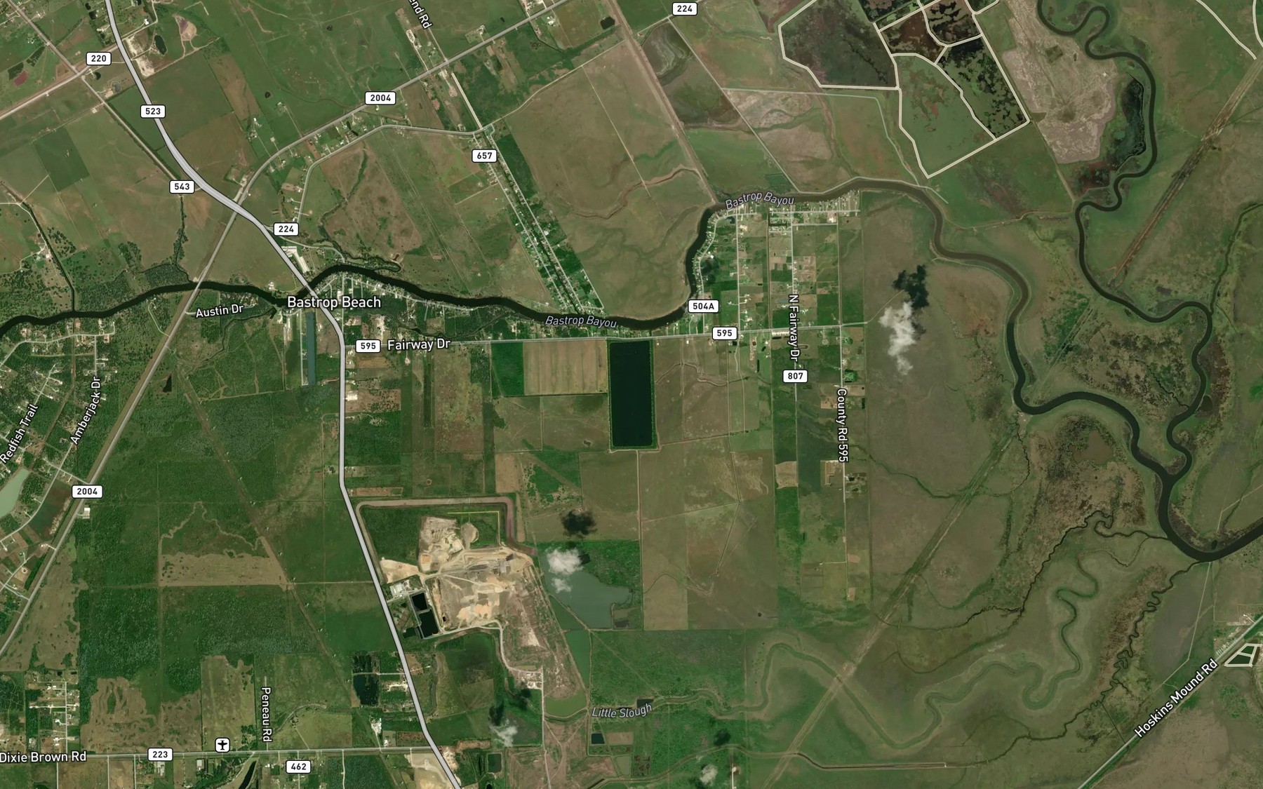 Satellite map of the Evans Lake
