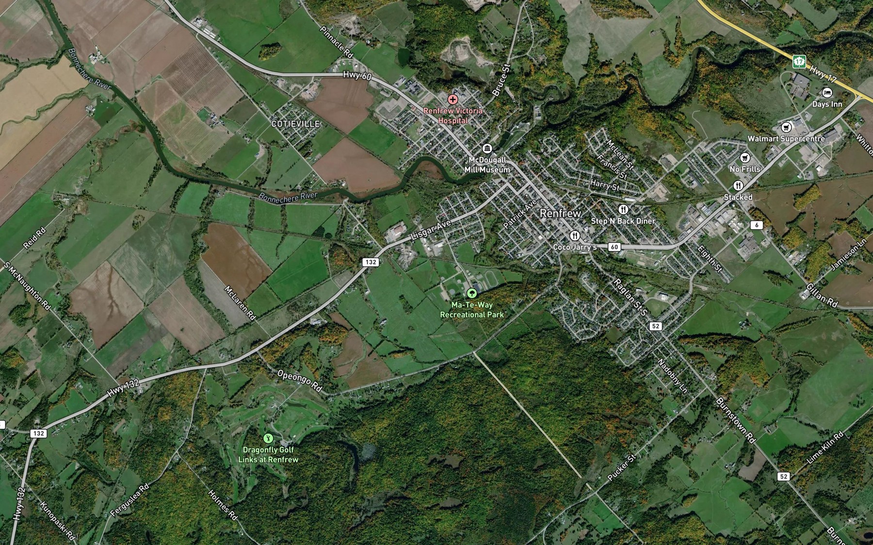 Satellite map of the Smiths Creek