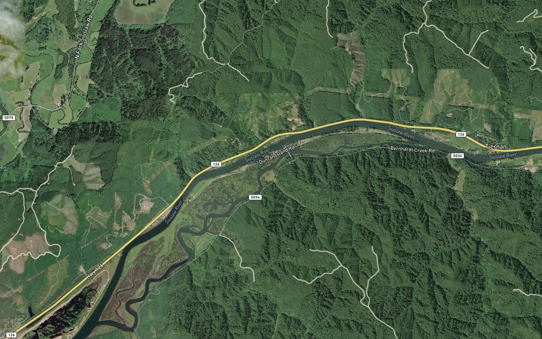 Satellite map of the Peterson Creek