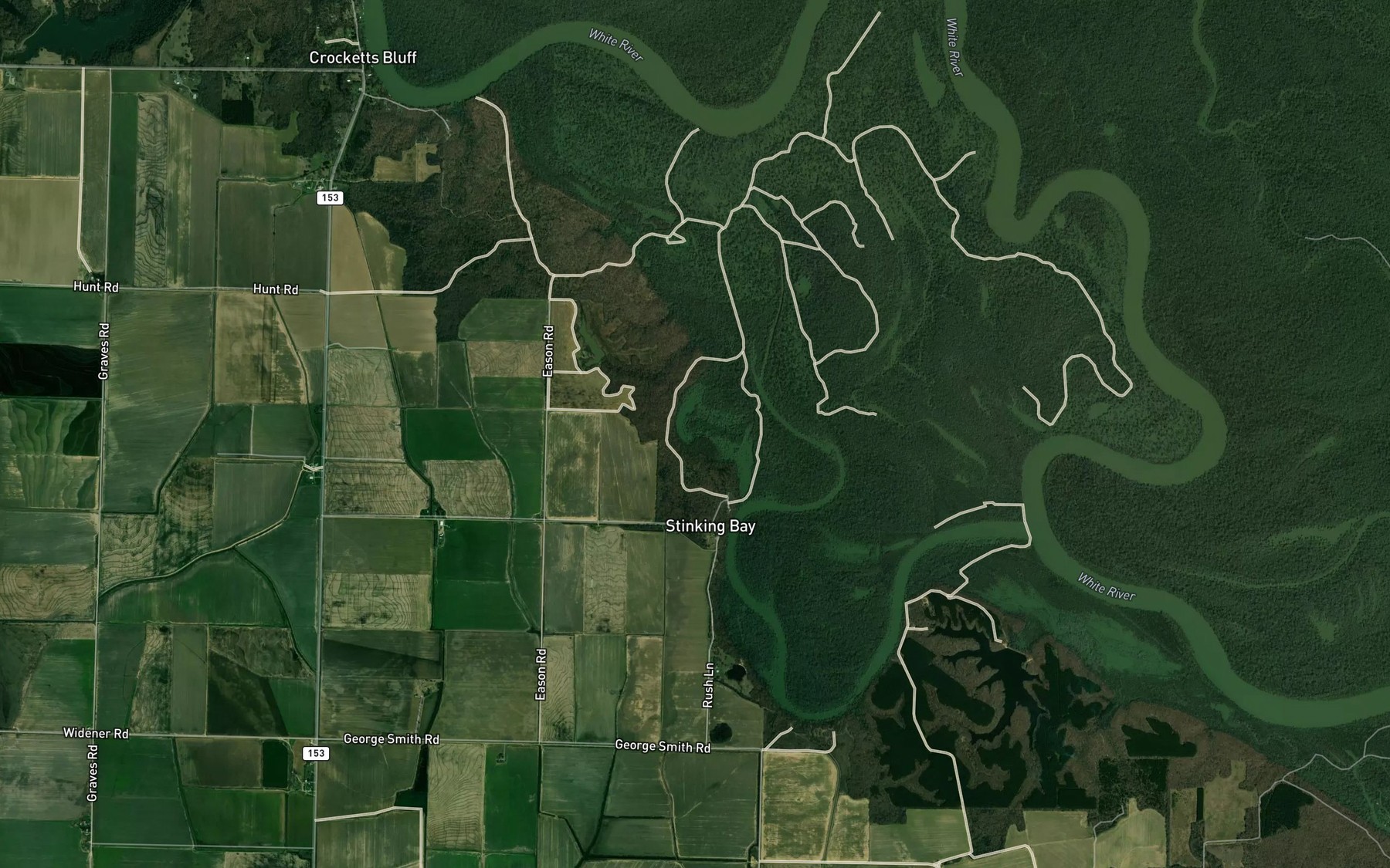 Satellite map of the Crockett Lake
