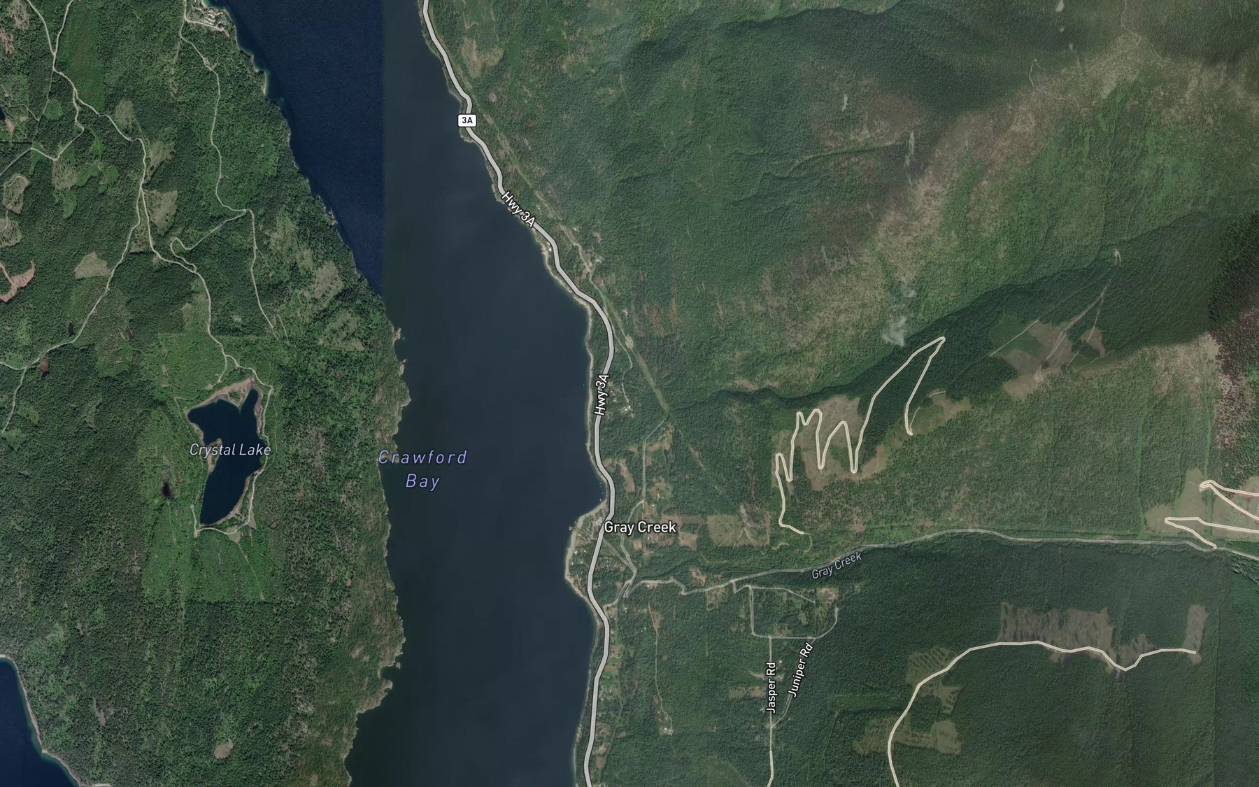 Satellite map of the Haddon Creek