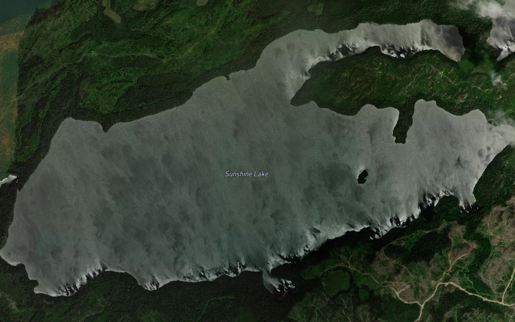Satellite map of the Sunshine Lake