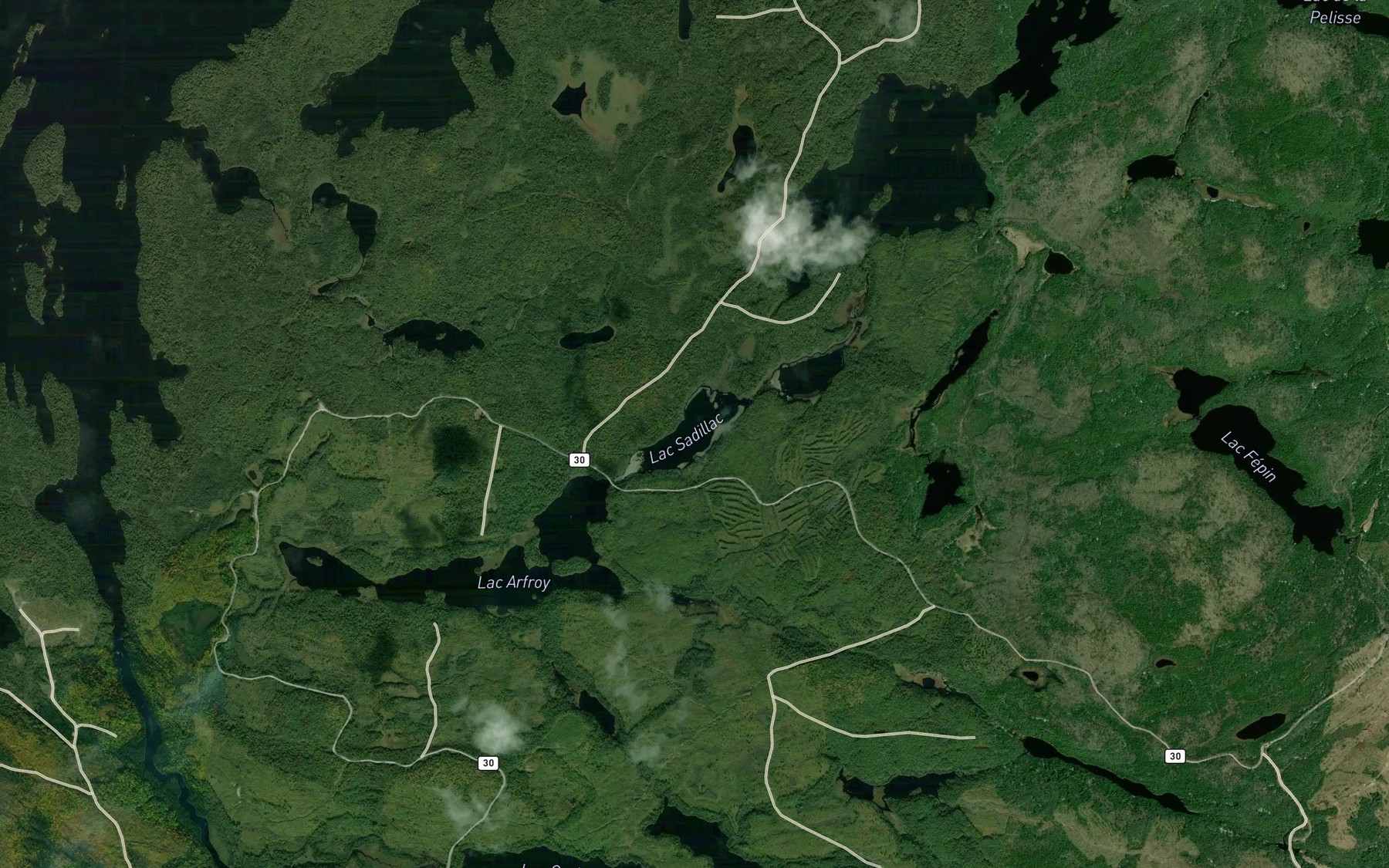 Satellite map of the Lac Sadillac