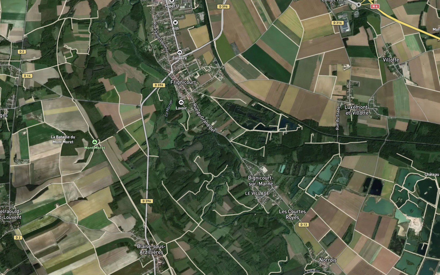 Satellite map of the Ruisseau Orconte