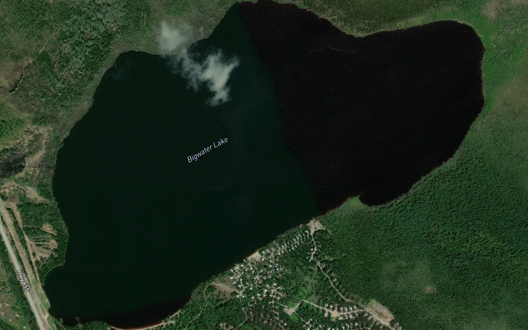 Satellite map of the Bigwater Lake