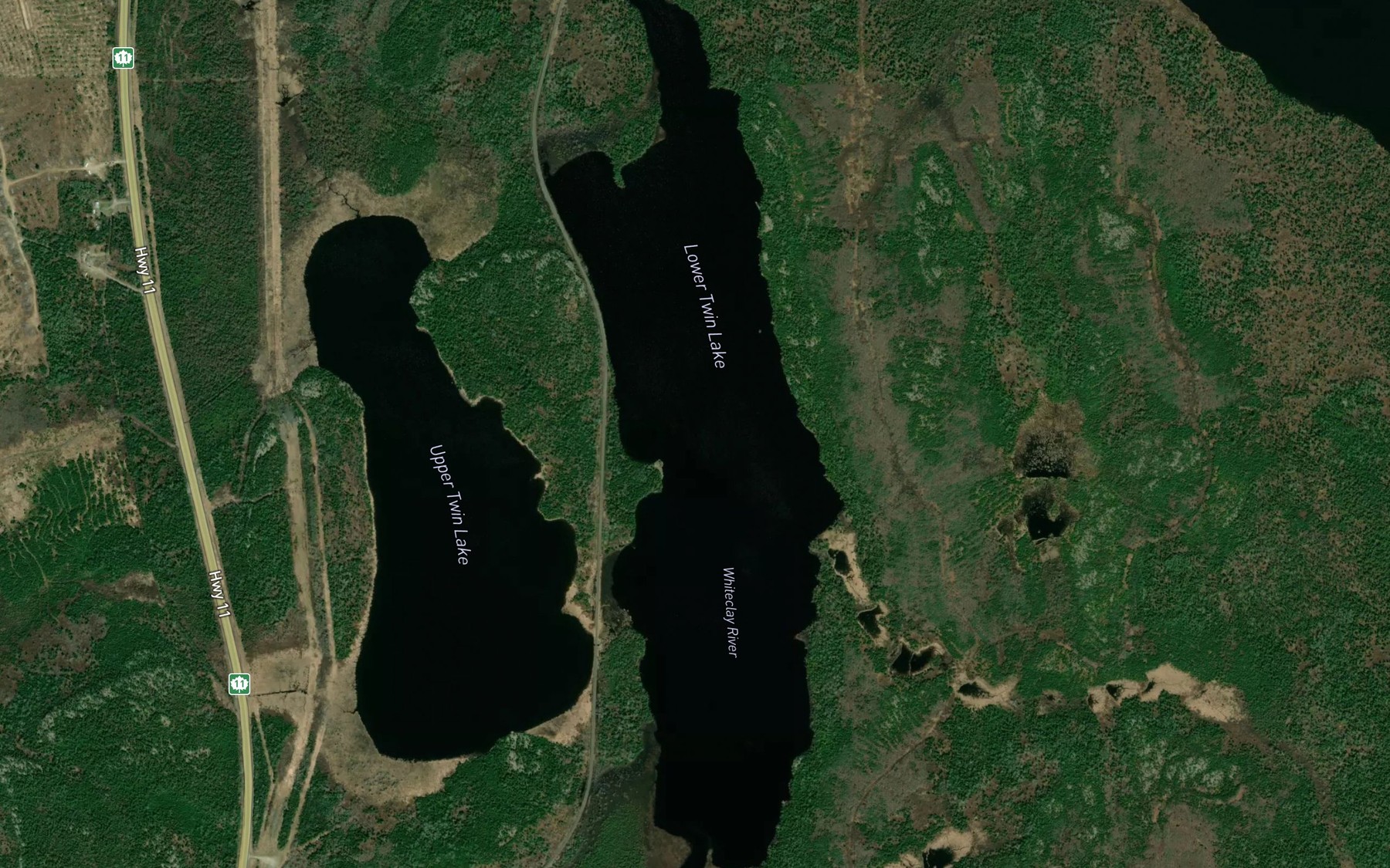 Satellite map of the Lower Twin Lake
