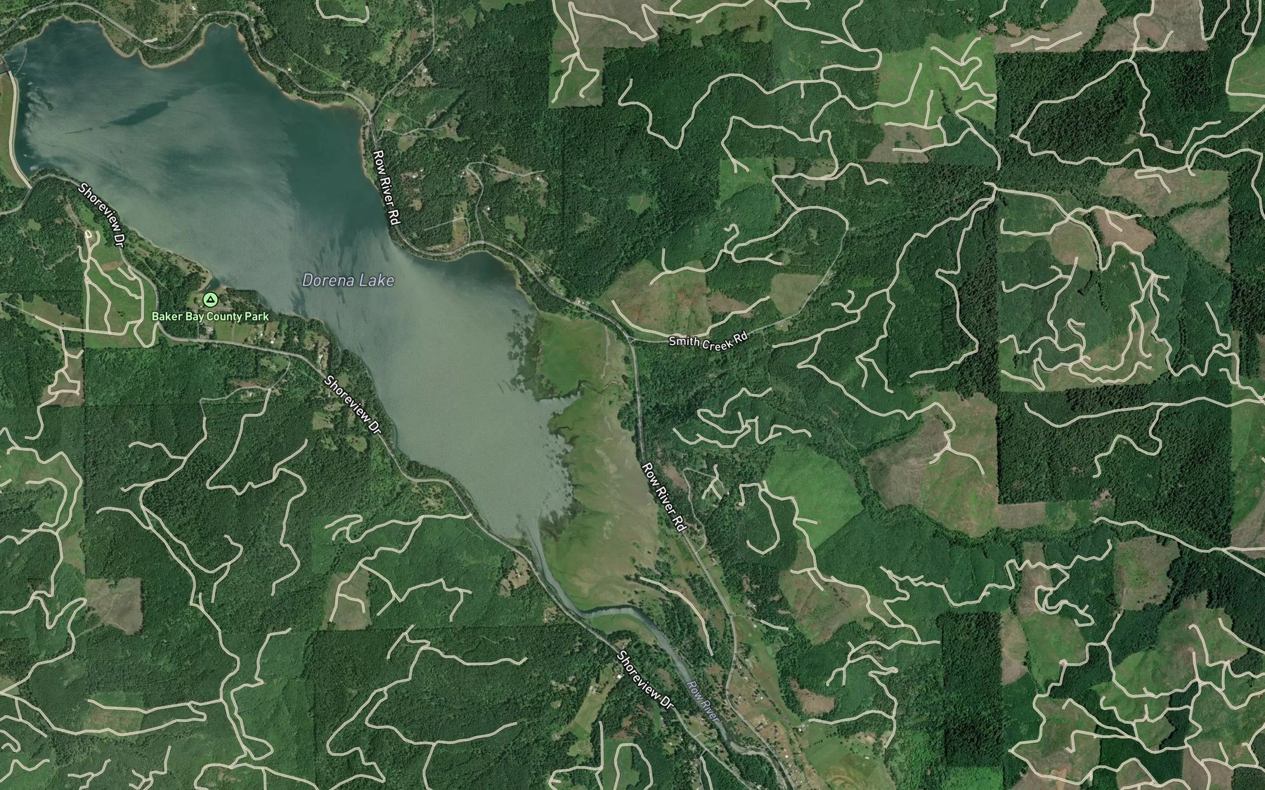 Satellite map of the Smith Creek