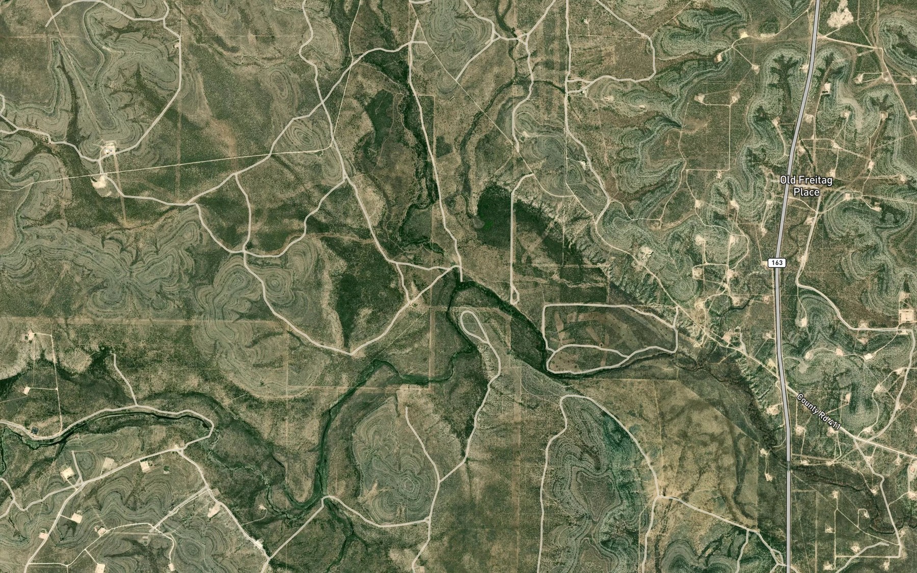 Satellite map of the Kiowa Creek