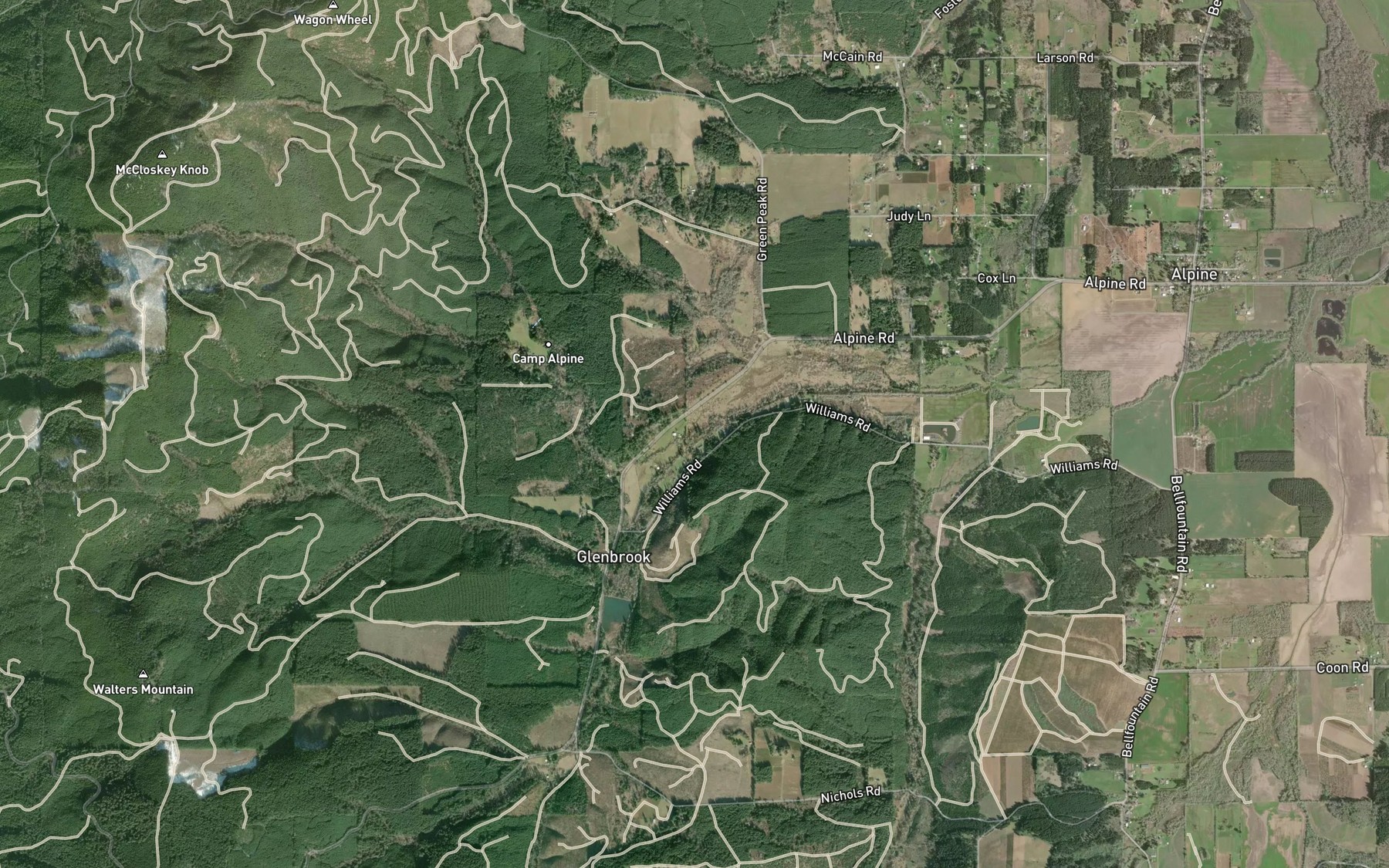 Satellite map of the Rambo Creek