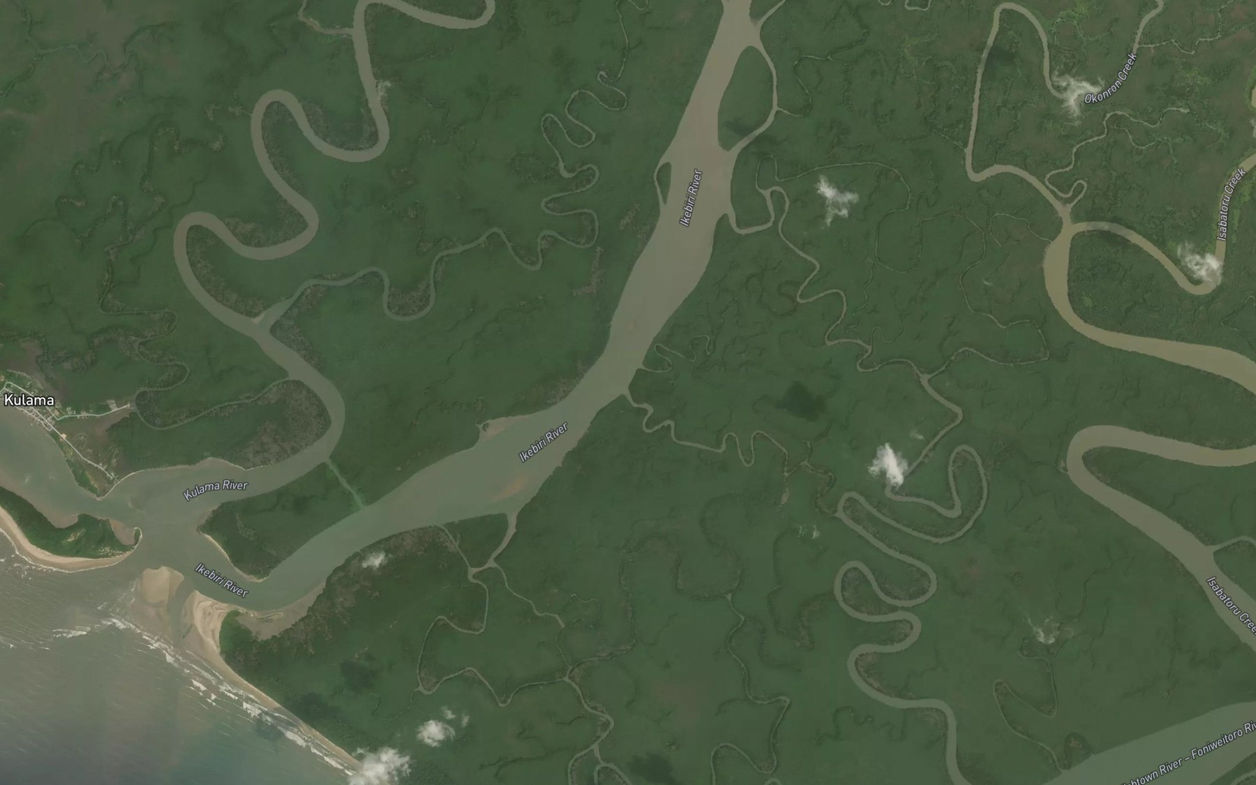 Satellite map of the Orubu Creek