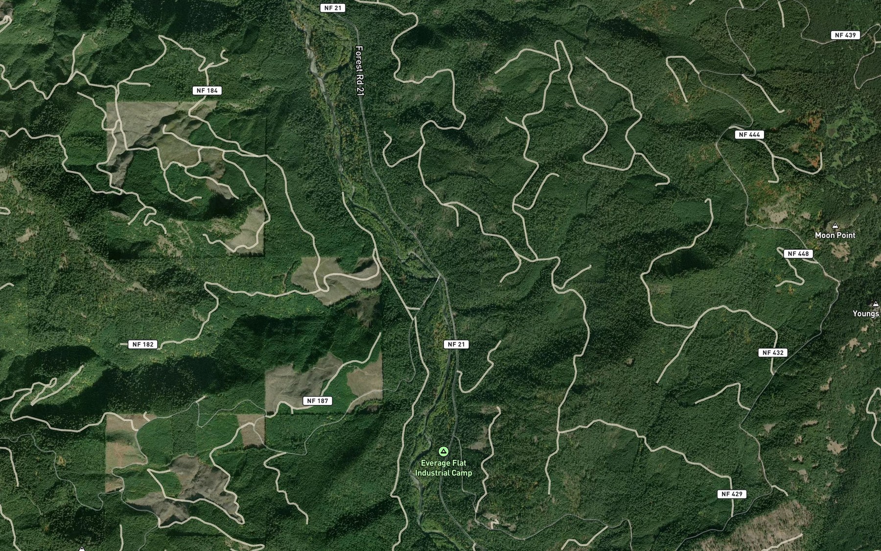 Satellite map of the Butcherknife Creek