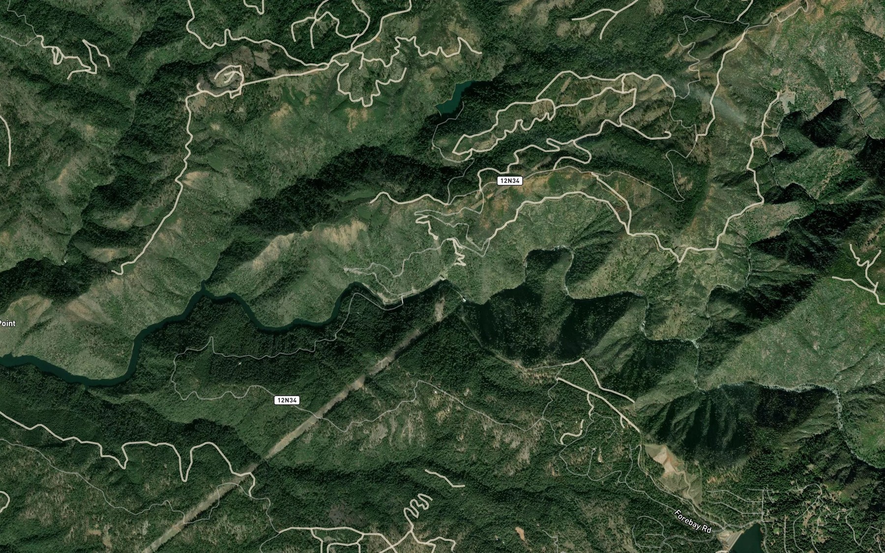 Satellite map of the Brush Creek Reservoir