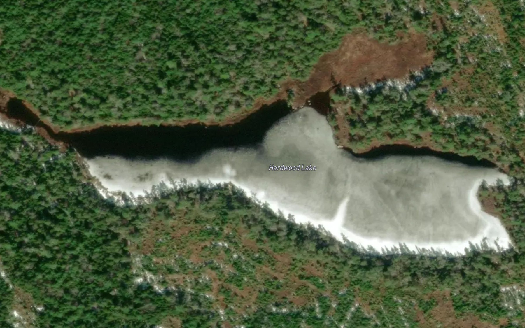Satellite map of the Hardwood Lake