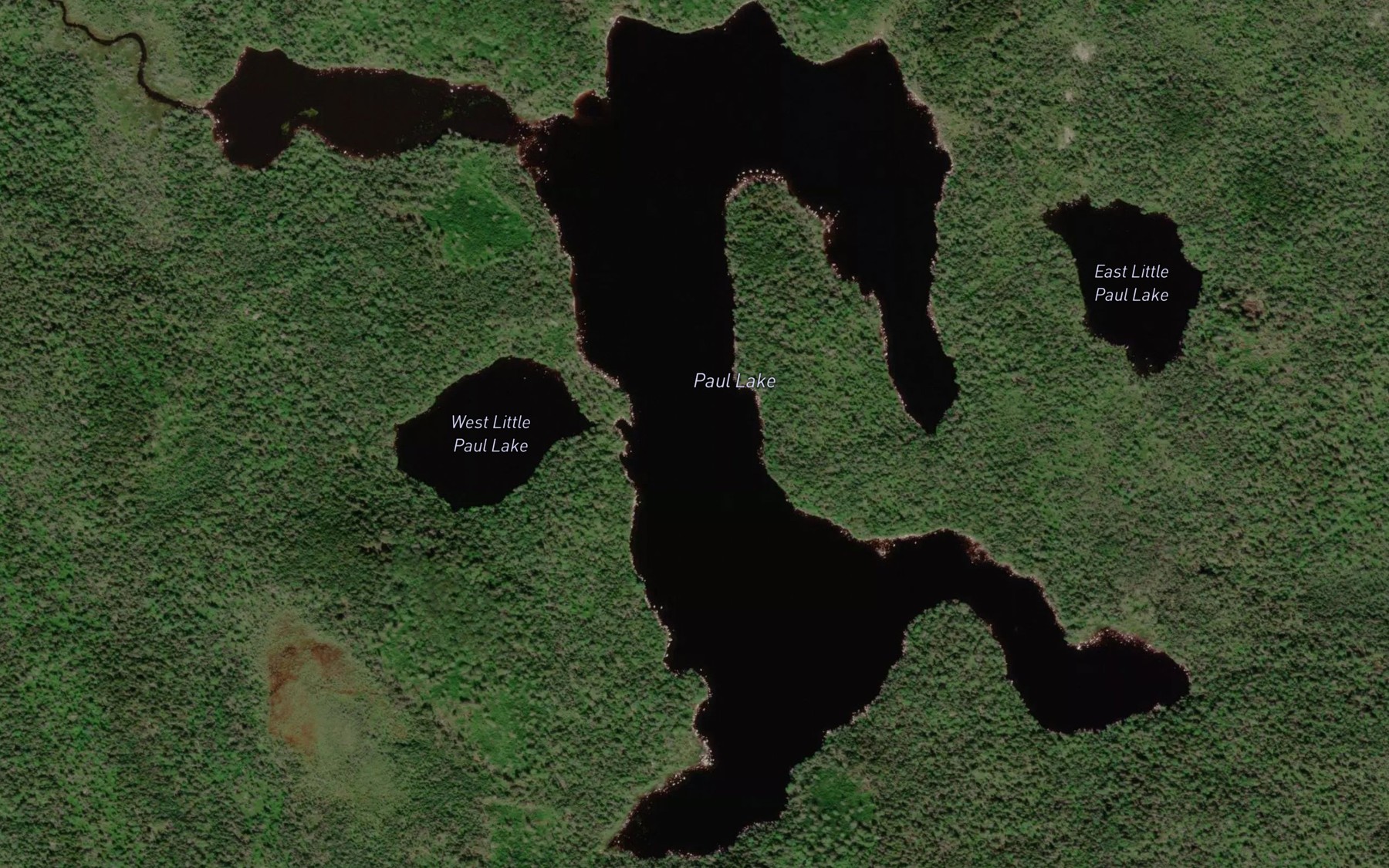 Satellite map of the Paul Lake