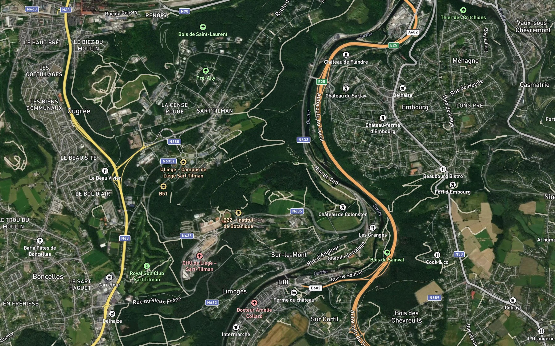 Satellite map of the Colonster