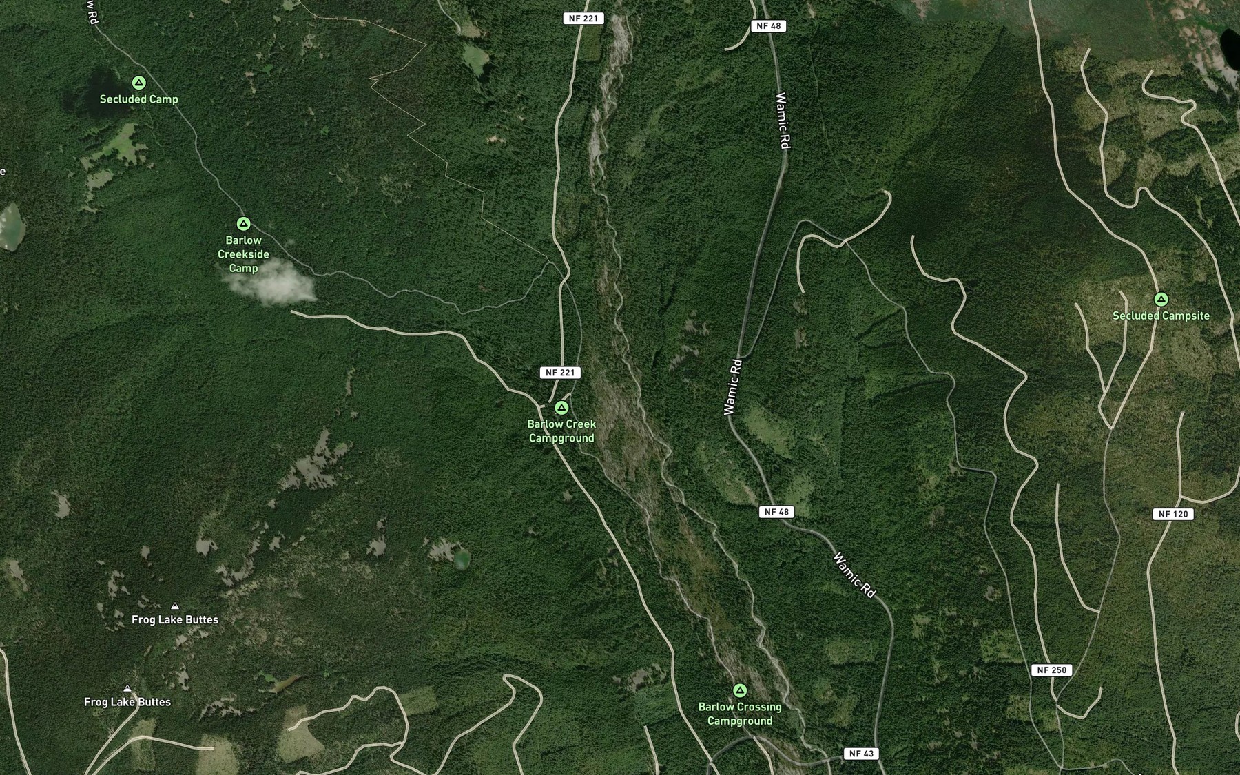 Satellite map of the Bonney Creek
