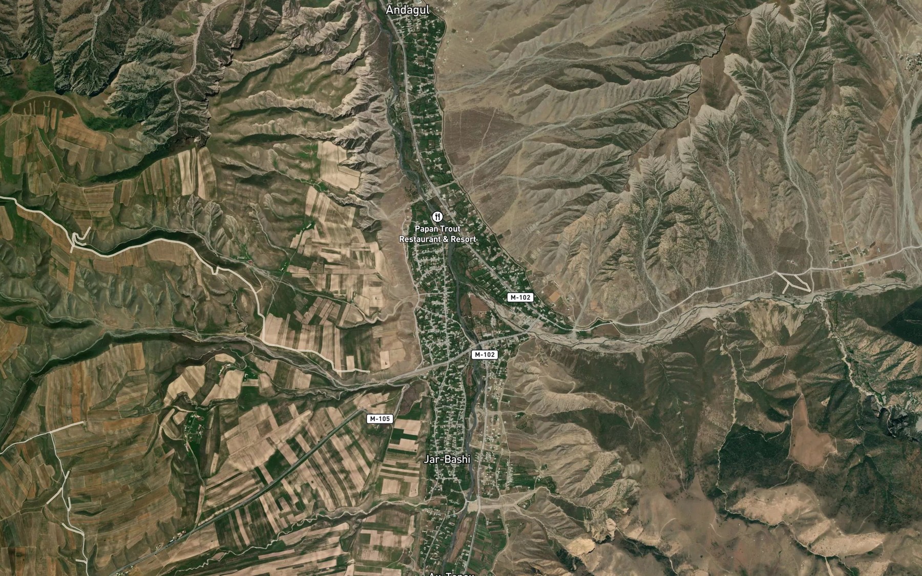 Satellite map of the Kamyr-Suu