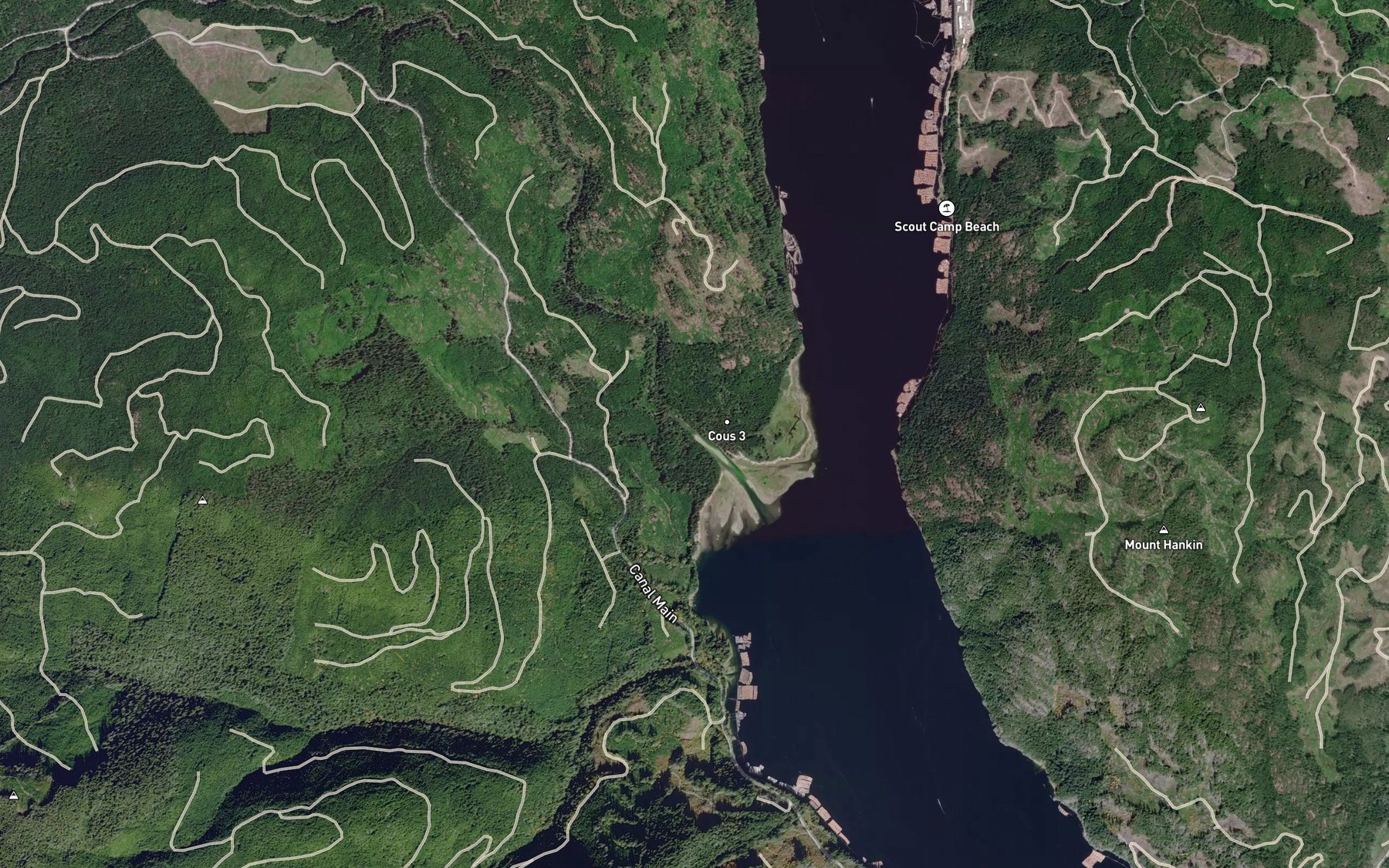 Satellite map of the Cous Creek