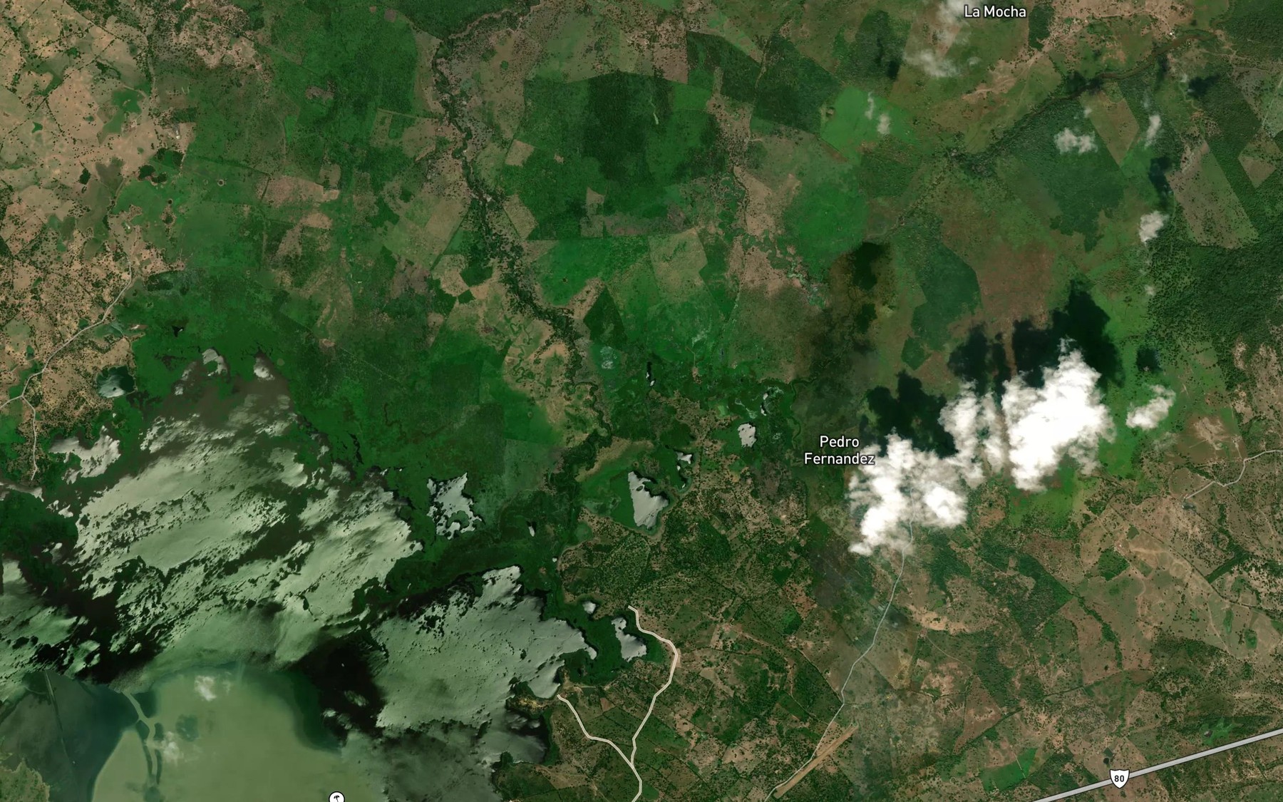 Satellite map of the Quebrada Corozal