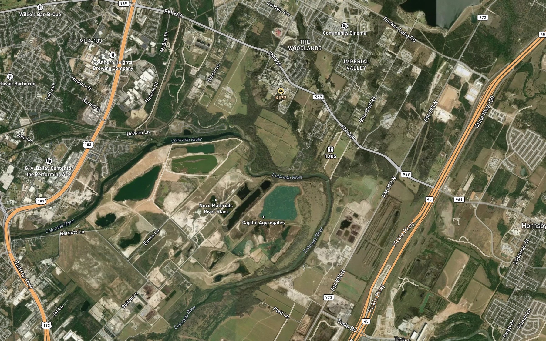 Satellite map of the Walnut Creek