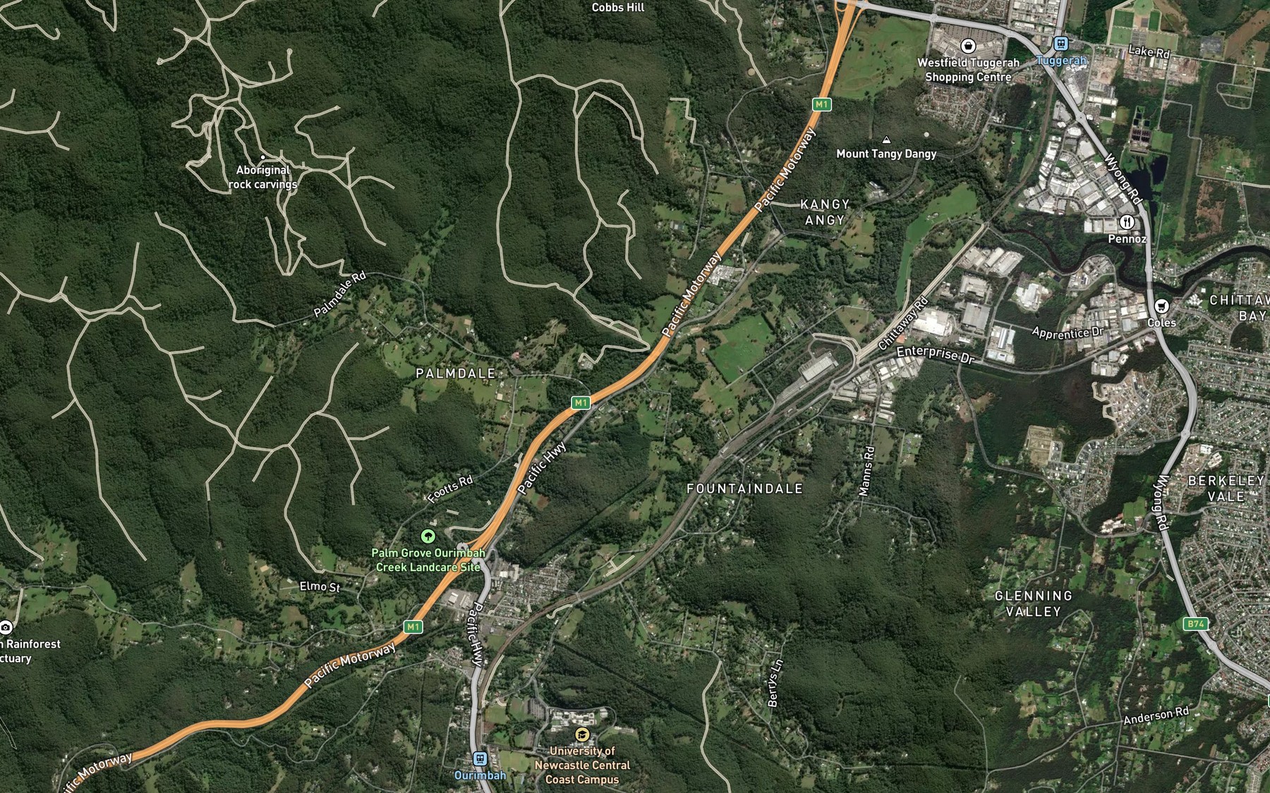 Satellite map of the Yangyangy Creek