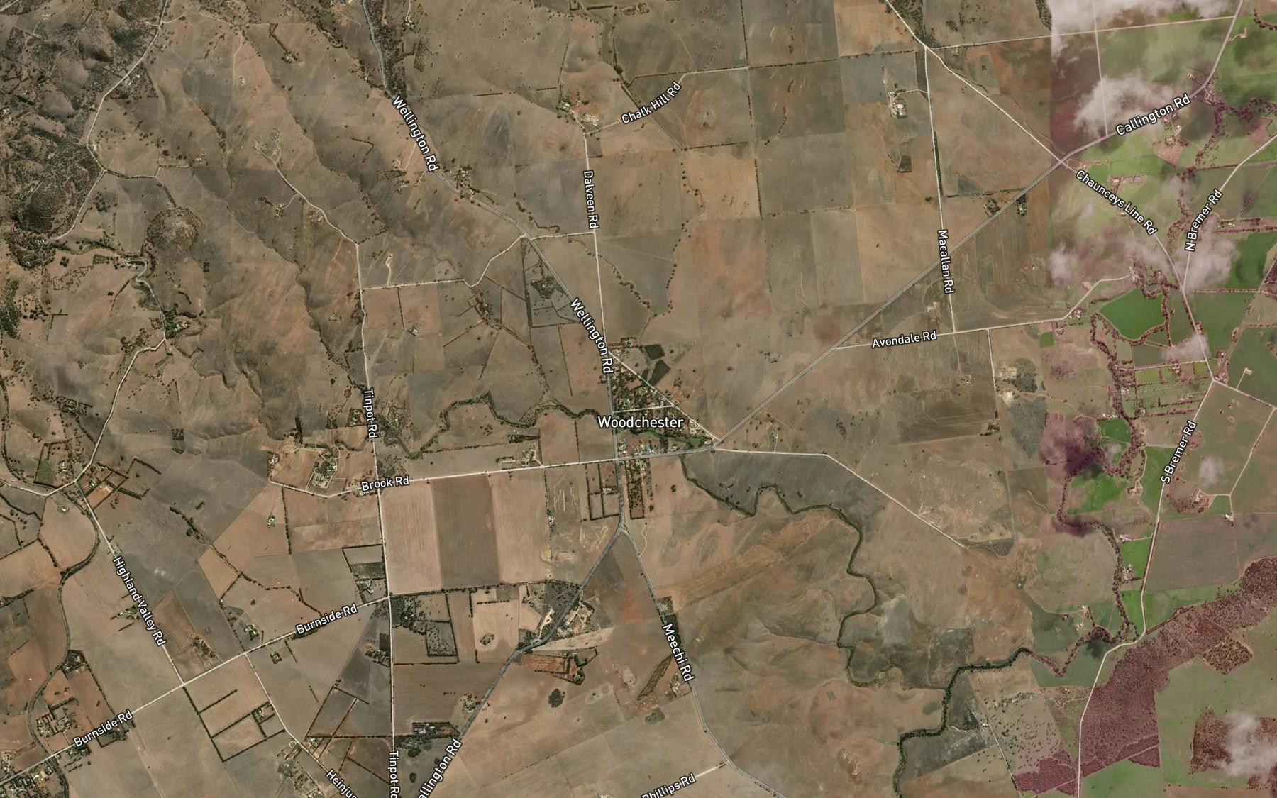 Satellite map of the Red Creek