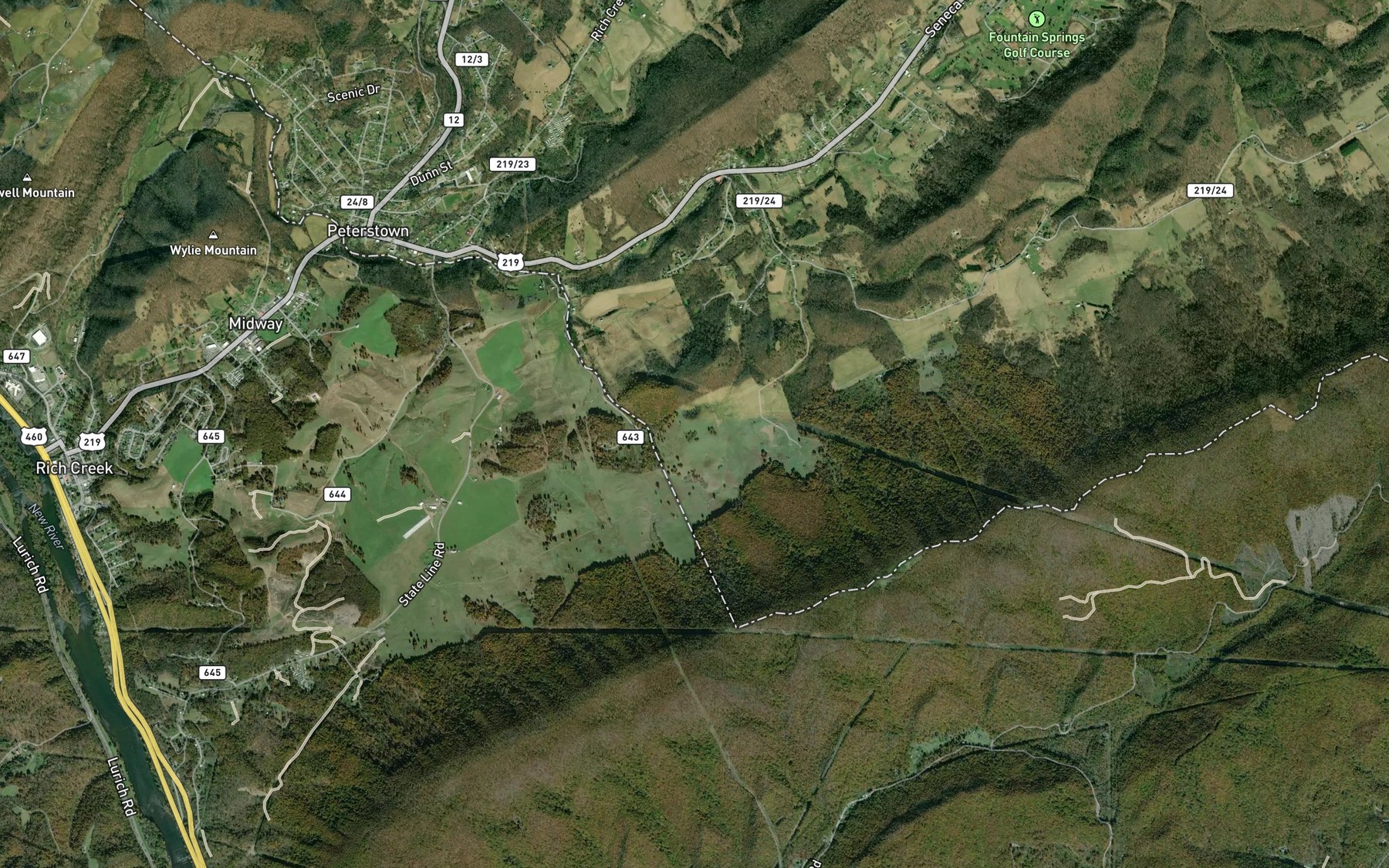 Satellite map of the Red Sulphur Spring