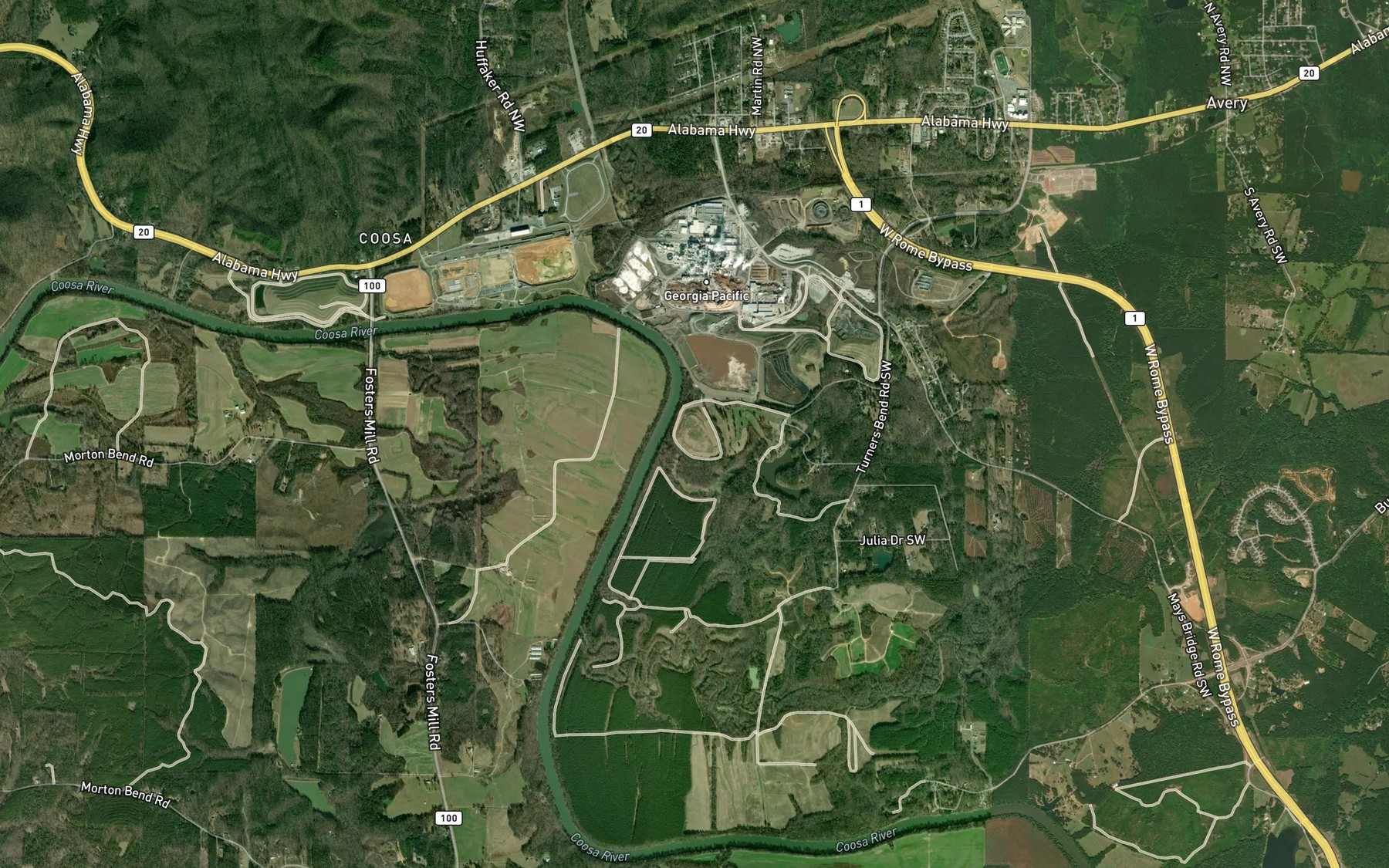 Satellite map of the Kraft Industrial Waste Pond