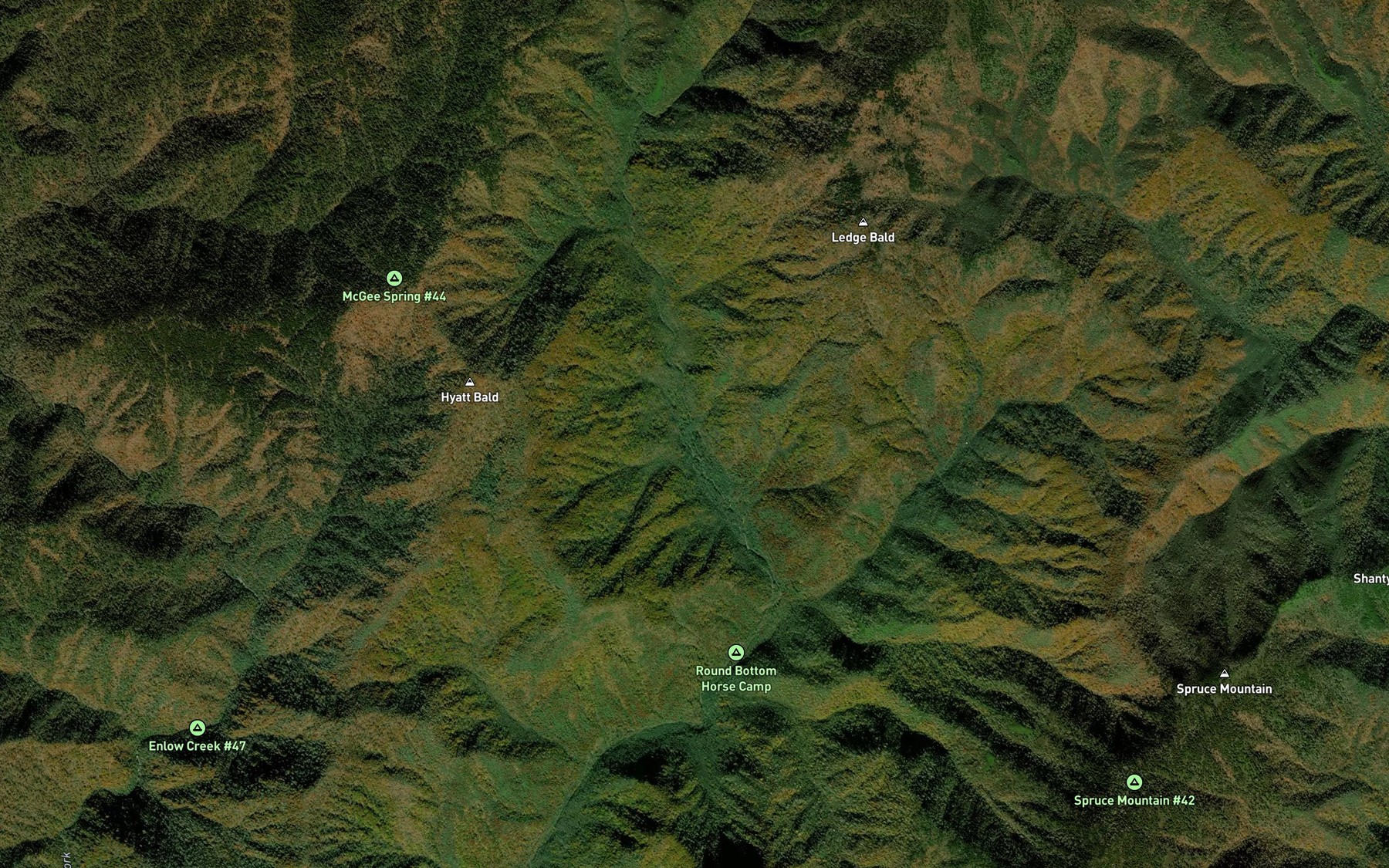 Satellite map of the Thumper Branch